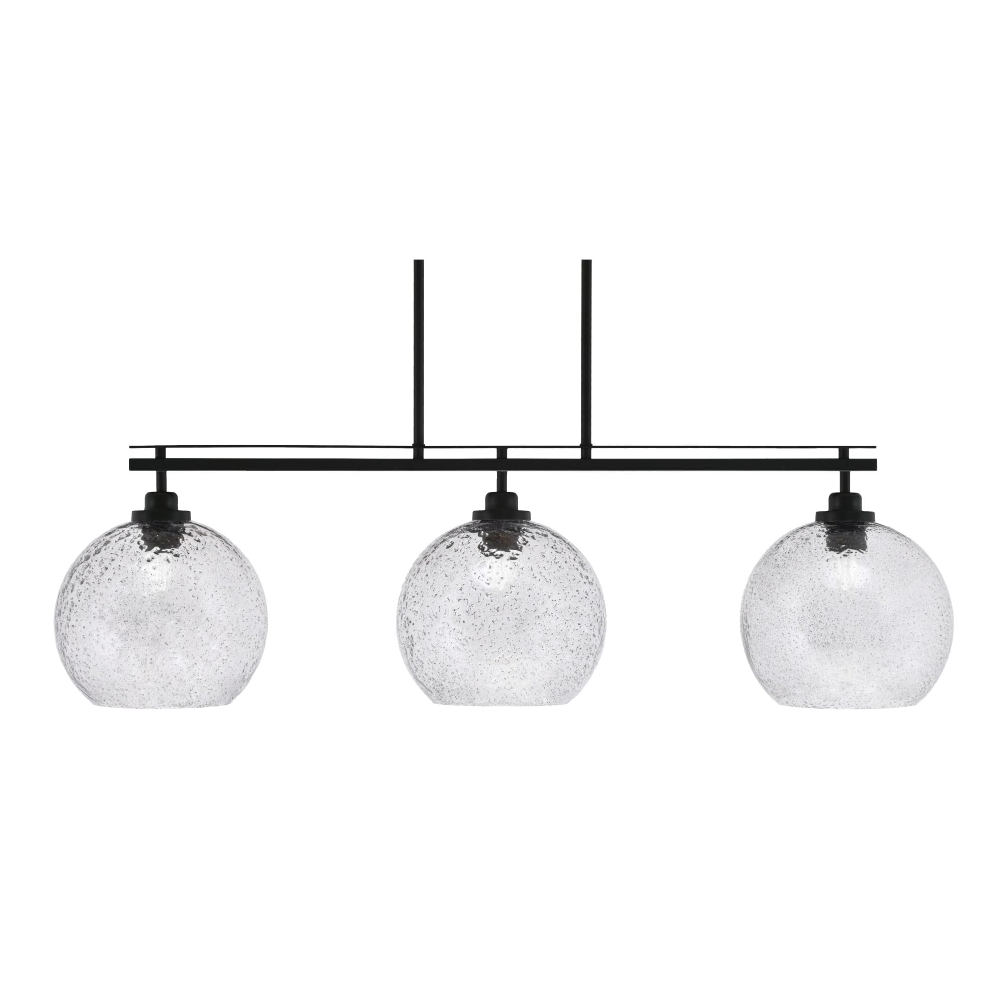 Toltec Lighting Odyssey 3-Light Island Light, Matte Black Finish, 9.5in Smoke Bubble Glass