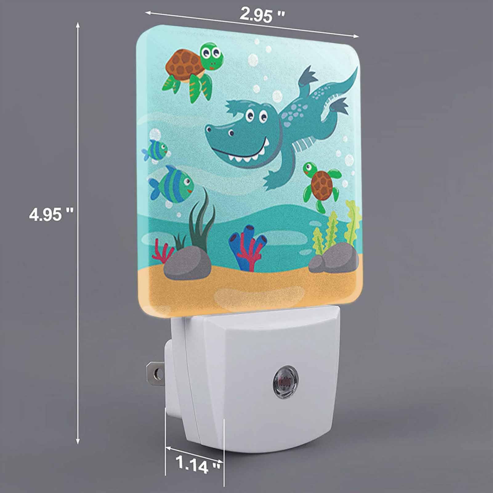 Led Night Light,Diving Funny Aligator Turtle Cartoon Led Night Light Plug Into Wall With Dusk To Dawn Light Sensor White Energy