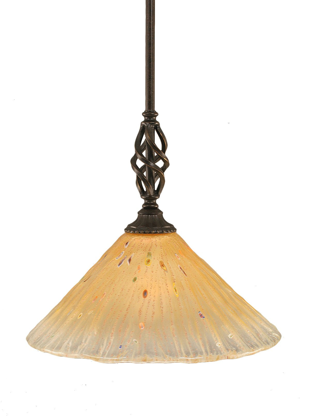 Toltech Lighting 80-DG-700 12-Inch Elegante Mini-Pendant Dark Granite Finish with Amber Crystal Glass Shade