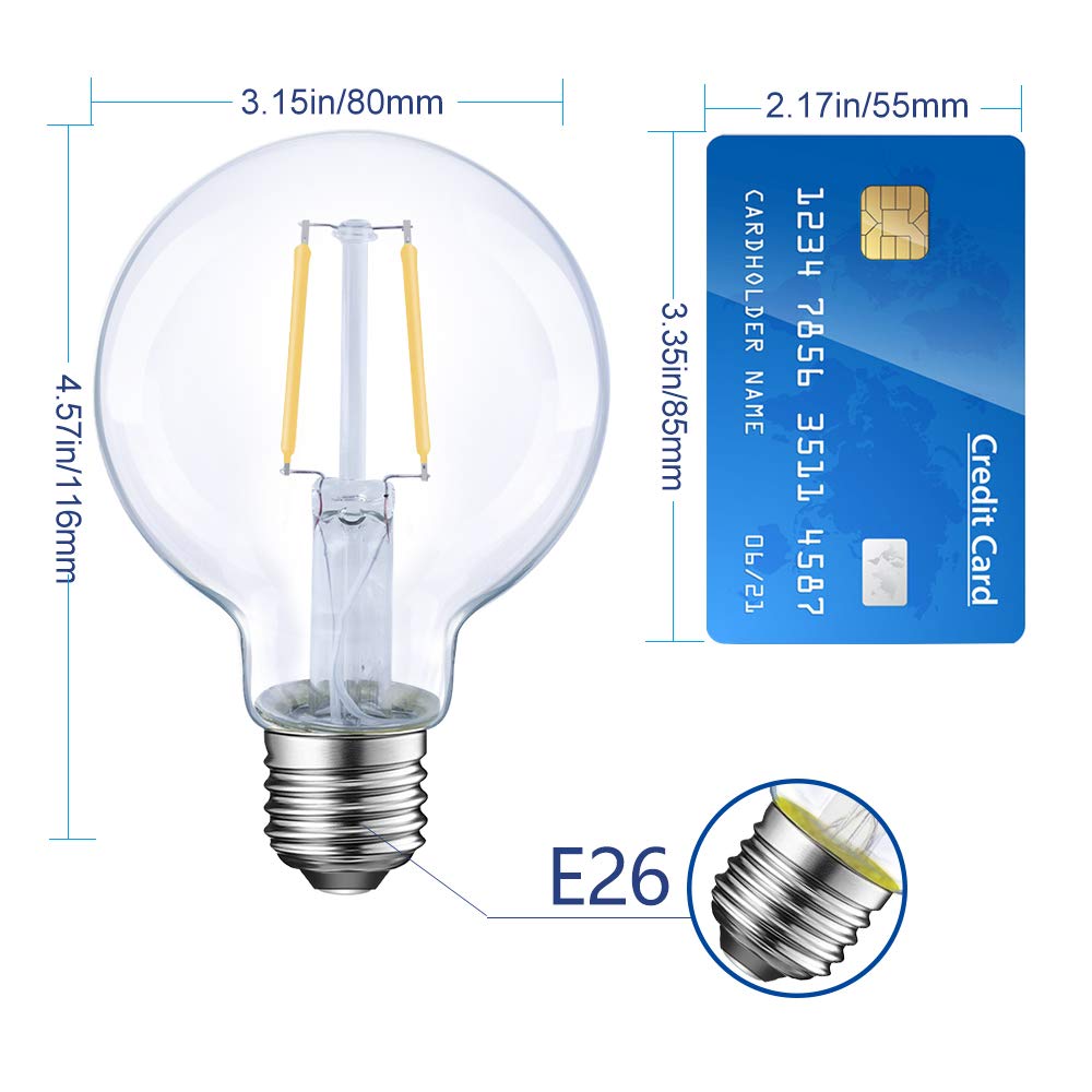 Energetic Lighting Dimmable Globe LED Light Bulb 40W Equivalent 350 Lumens 2700K Soft White 12-Pack Glass E26 Base UL Listed