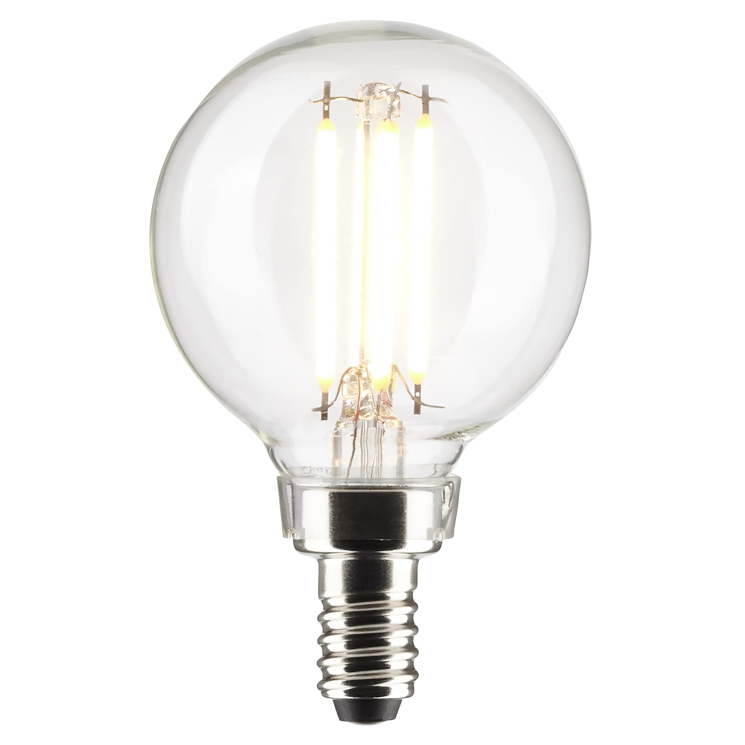 Satco 4-Watt LED E12 Light Bulb, Dimmable, 2700K, 15000 Hour Rating, Clear, Model S21204, 1 Count