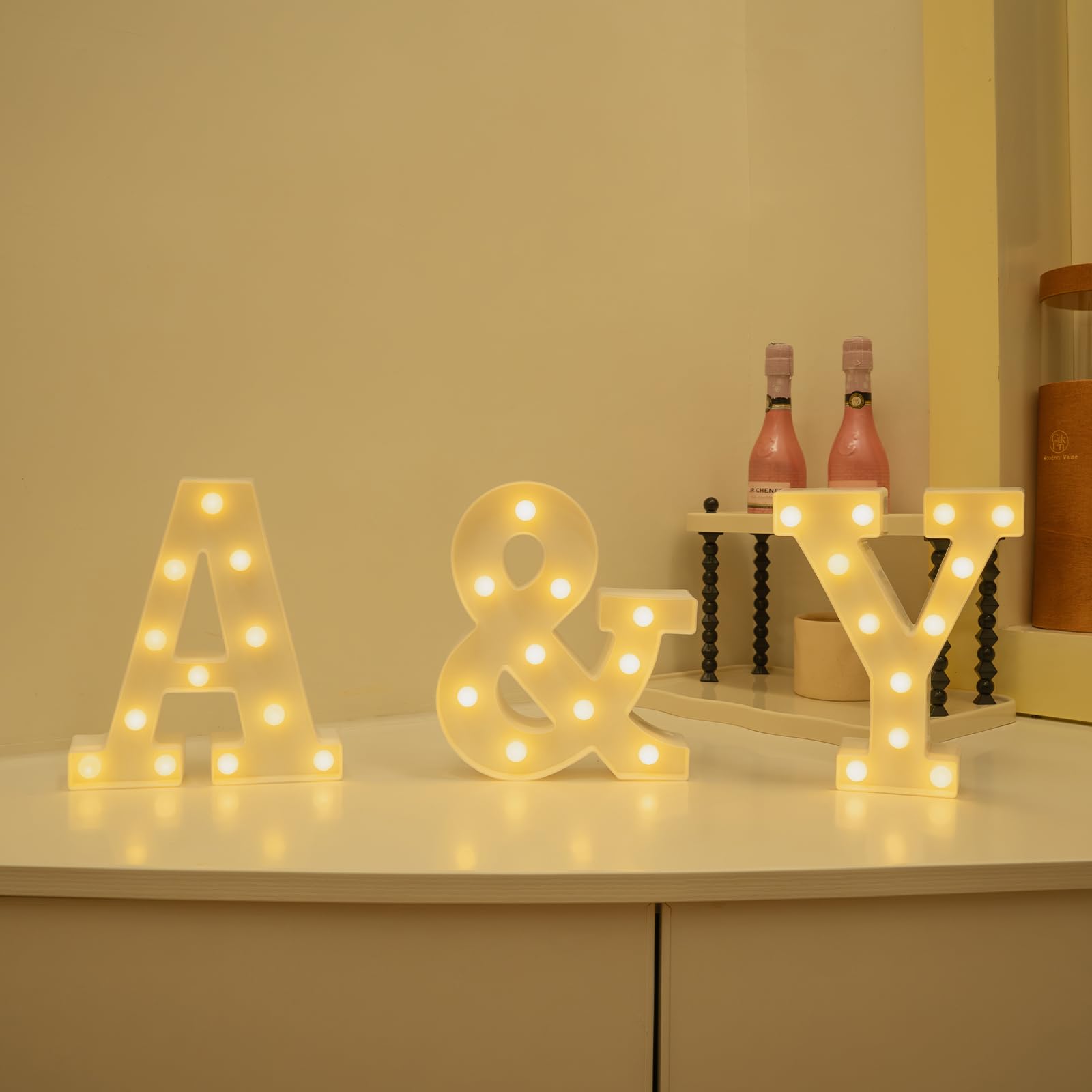 Foaky Rechargeable LED Letter Lights Sign Marquee Light for Home Bar Decoration, Size A, Warm-Rechargeable, Plastic Material