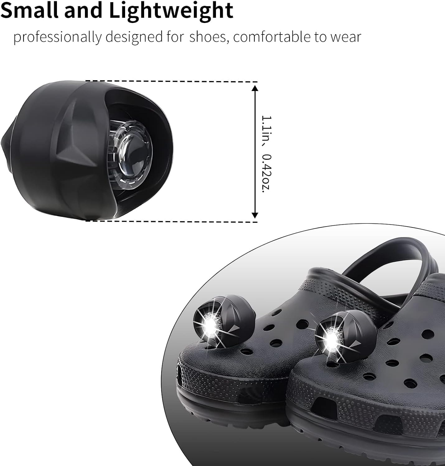 Vergissm Rechargeable Headlights Compatible With Croc 2Pcs, Flashlights Attachment, Lights For Shoes With 3 Light Modes For Camp