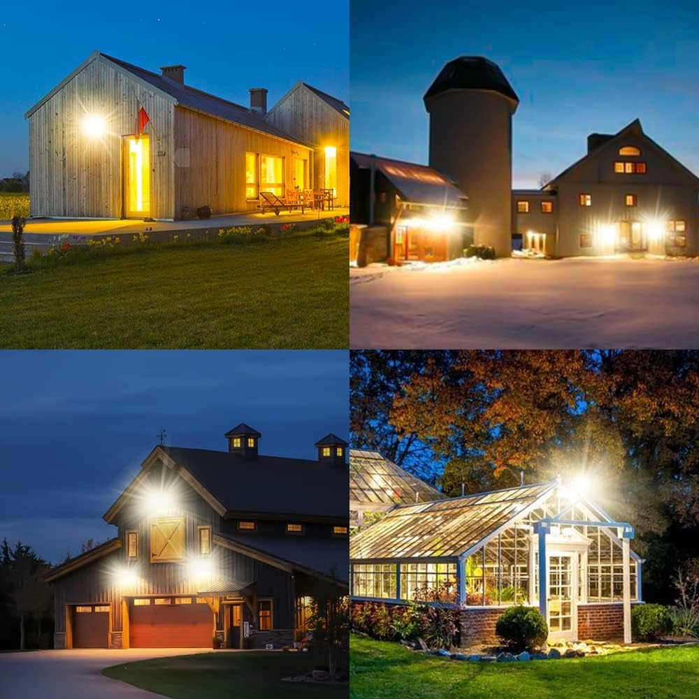 Yanycn 2 Pack 100W Led Flood Lights Outdoor,3000K Warm White Super Bright 11600Lm Security Lights With Plug,Exterior Ip66 Waterp