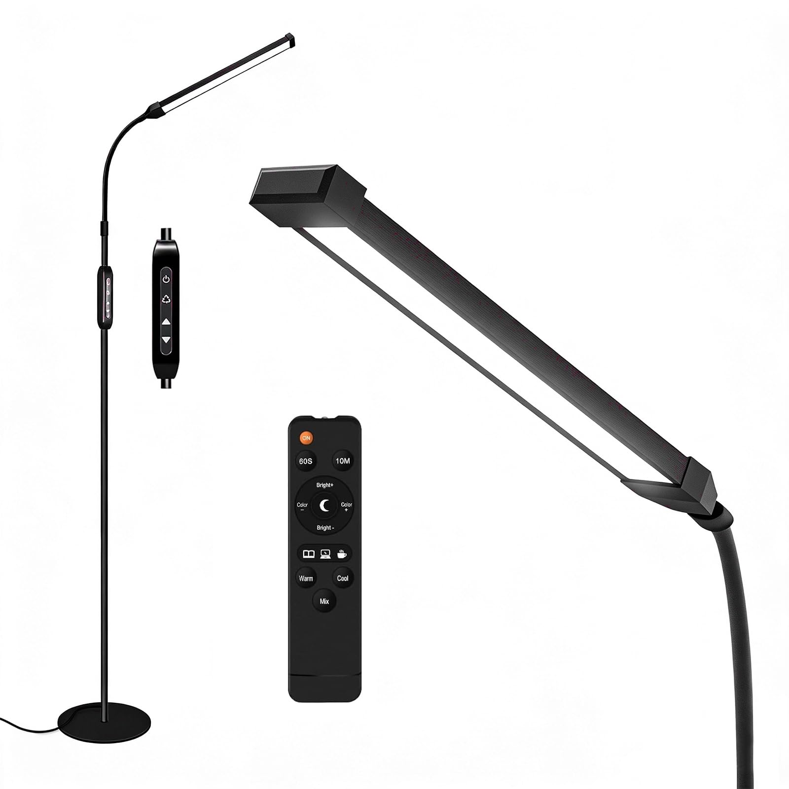Qumusaa Dimmable LED Floor Lamp with Remote, Tattoo Light, Lash Light, Reading Light, Beauty Light, Standing Light for Living Ro