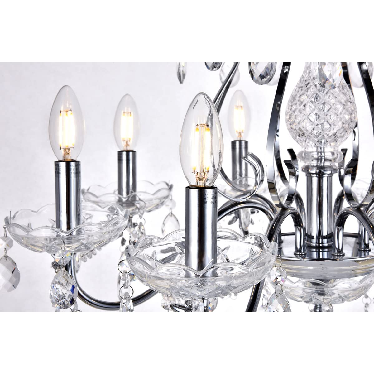 Elegant Lighting Living District Indoor Modern Home Decorative Bright Ceiling Voltaire Collection Chandelier D26 H25 Lt:8 Chrome Finish