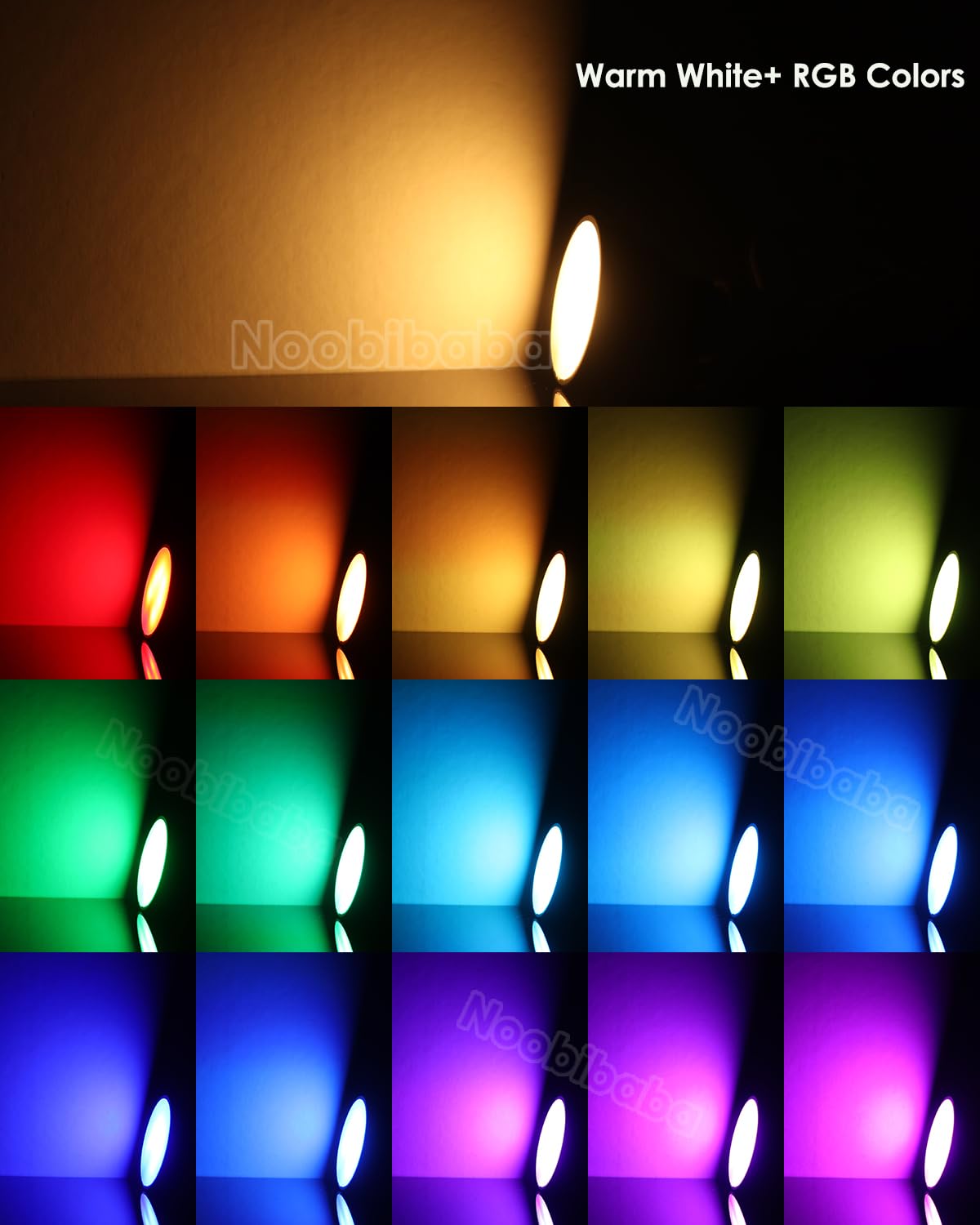 Noobibaba PAR36 LED Bulb, 7W Color Changing RGB + Warm White, 12V-24V, Aluminum, 2-Count