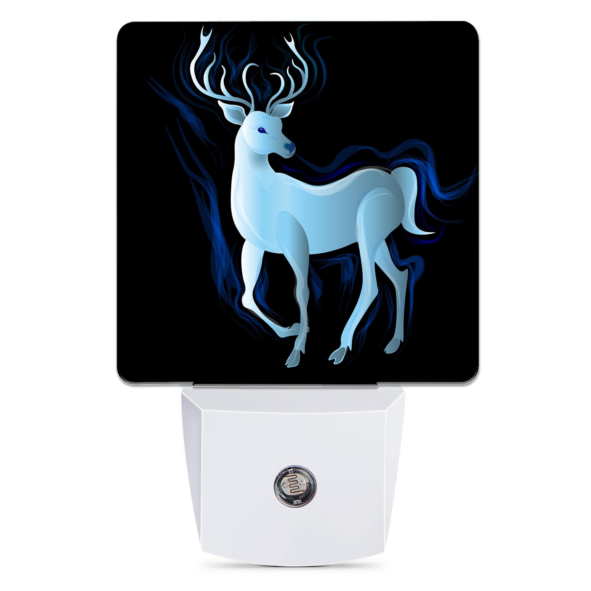 Jopowide Blue Deer Night Light, Northern Lights Night Lights Plug into Wall Decor for Bedroom, Bathroom, Hallway, Kitchen, Dusk 