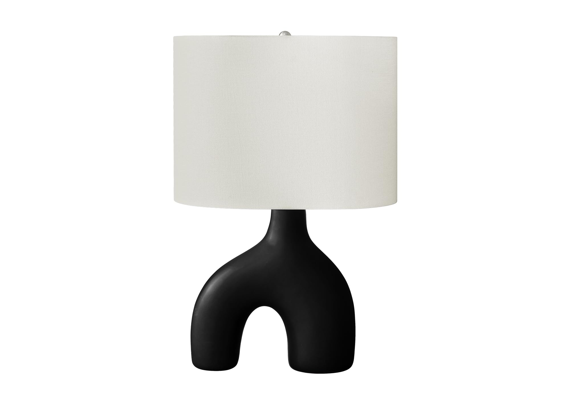 Monarch Specialties Table Lamp I 9666, 25in H, Black Ceramic with Ivory Shade, Contemporary Design