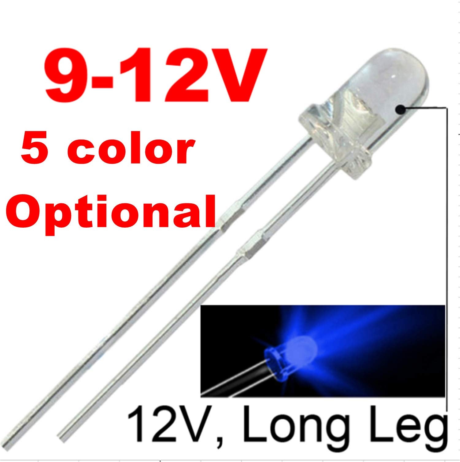 Bowerful 100pcs LED Lights 12V 3mm Blue Gauge Cluster Emitting Diodes