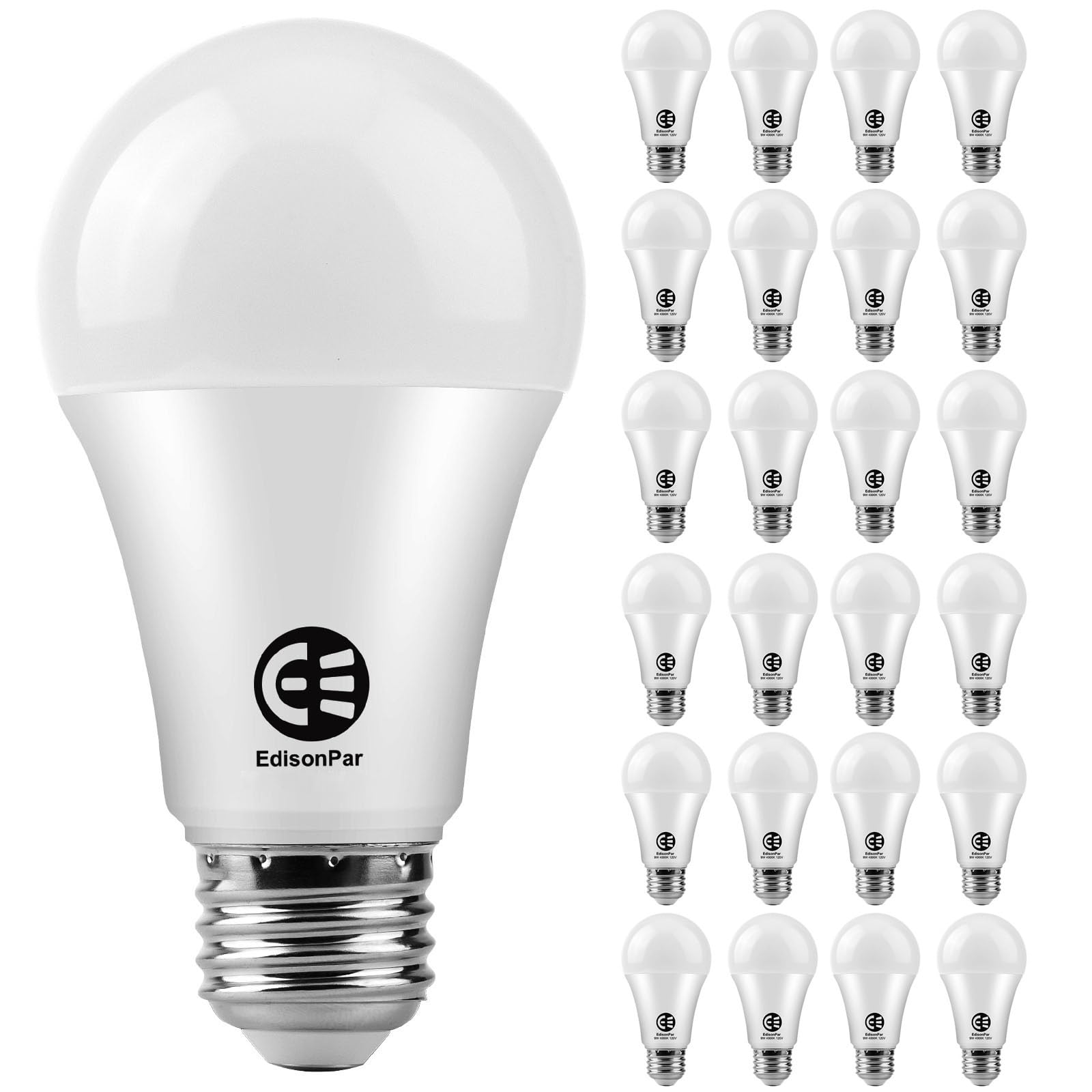 Edisonpar A19 24-Pack Led Light Bulbs, E26 Base 75W Equivalent 950Lumens 2700K Warm Soft White Light, Non-Dimmable 9W 25000Hrs I