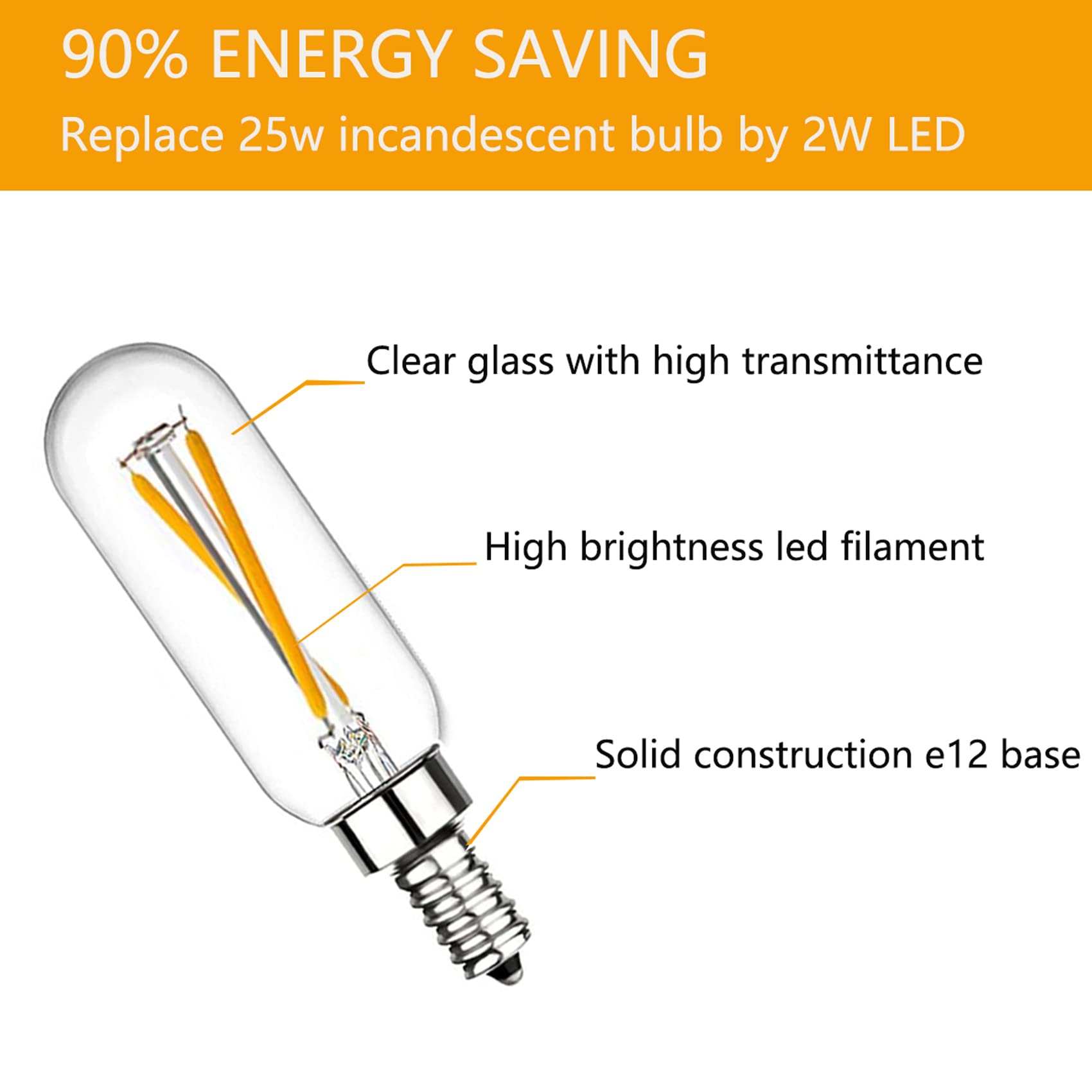T6 Led Bulb 25Watt E12 Modern Chandelier Bulbs E12 Led Edison Bulb 4000K Dimmable Candelabra Edison Bulb 2W T6 Tubular Bulb For