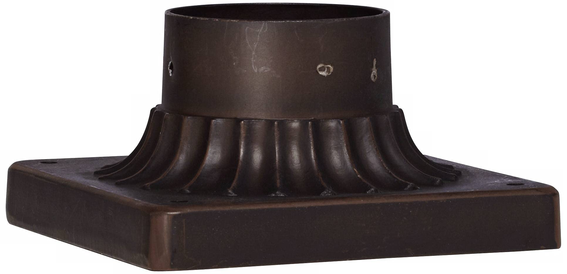 John Timberland Outdoor Pier Mount Post Adapter, Aluminum, Antique Bronze, Fluted Column Style, 5.75in for Patio, Deck, Yard
