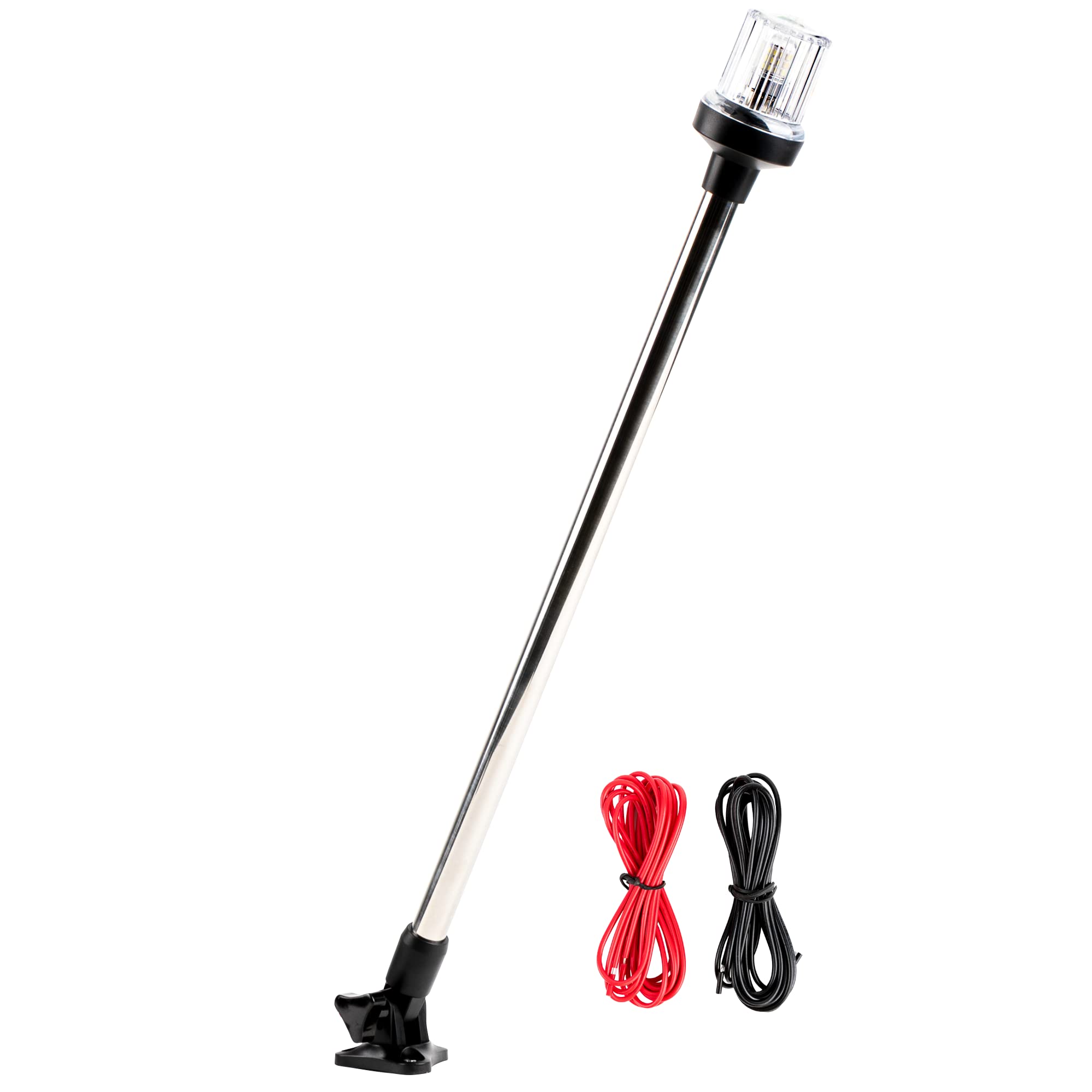 Everbeam P800 Adjustable Stainless Steel Anchor Light - 360° Visibility, 3 Nautical Miles, Weatherproof, Black