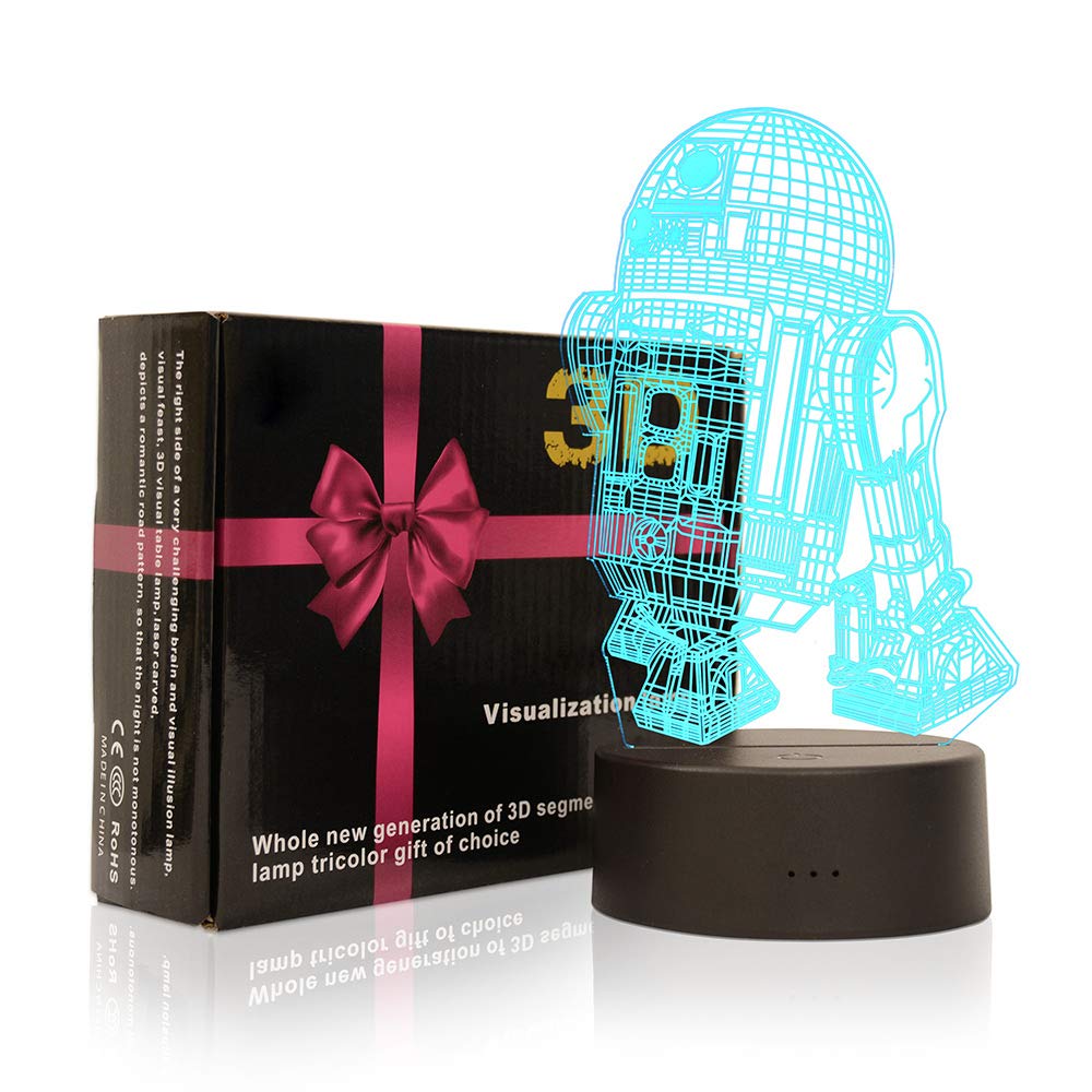 Titiskin 3D Illusion Led Night Light 7 Colors Gradual Changing Touch Switch Usb Table Lamp For Holiday Gifts Or Home Decorations (R2-D2)