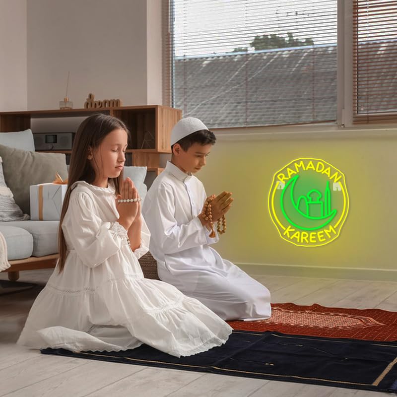 WLHOPE Neon Wall Sign - Dimmable Ramadan Kareem Decoration - Acrylic LED Light for Bedroom & Living Room