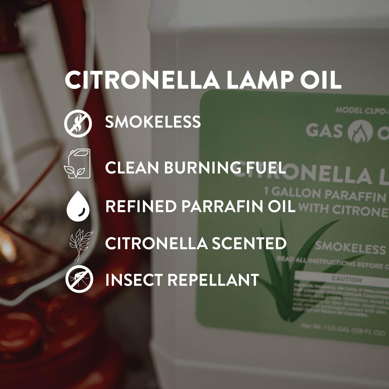 1 Gallon Lamp Oil Torch Fuel - Extra Strength Citronella Oil - Clear Paraffin Lamp Oil - Smokeless & Clean Burning - Ideal for O