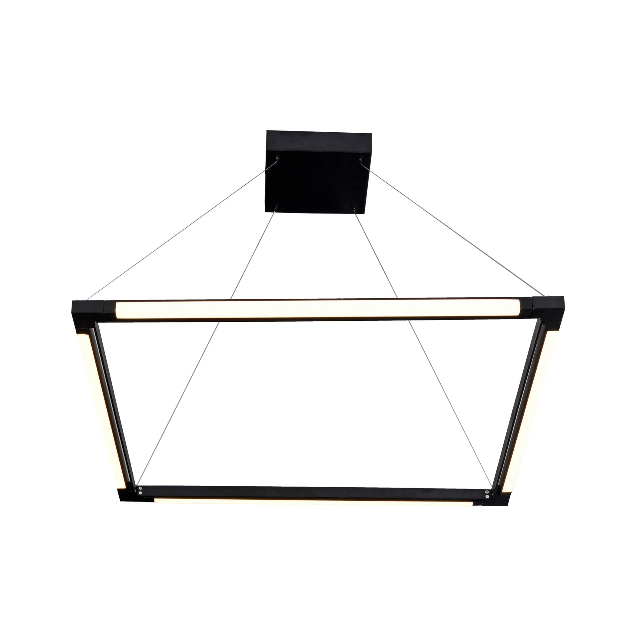 VONN Atria VRC39104BL 24in LED Square Chandelier, Black, Aluminum, 180° Rotation, 24inL x 24inW x 119.75inH