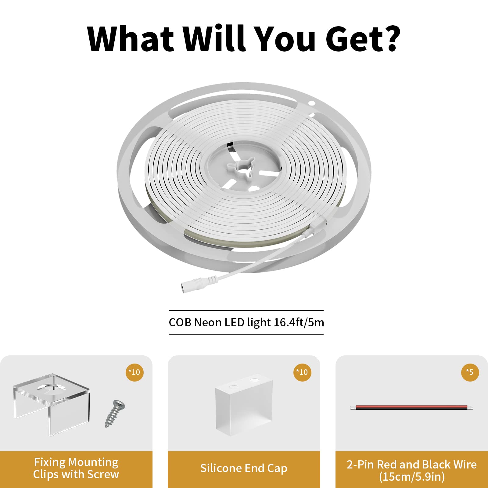 Pautix Cob Led Strip Neon Rope Light 16.4Ft/5M, 2700K Warm White 504 Leds/M 24V,Silicone Led Neon Light Ip68 Waterproof For Outd