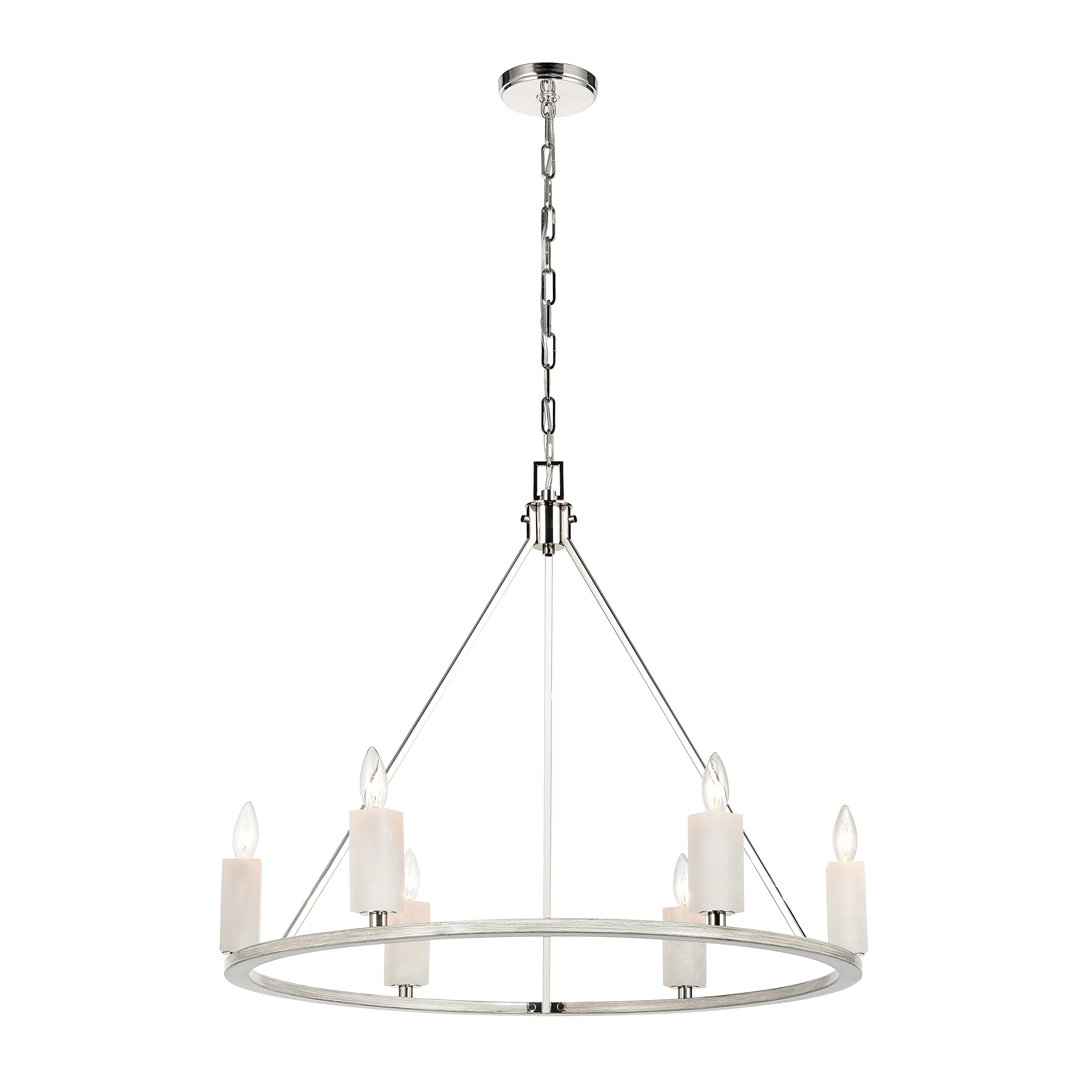Elk Home 6-Light Chandelier In Polished Nickel, 30-Inch Wide, Modern Design