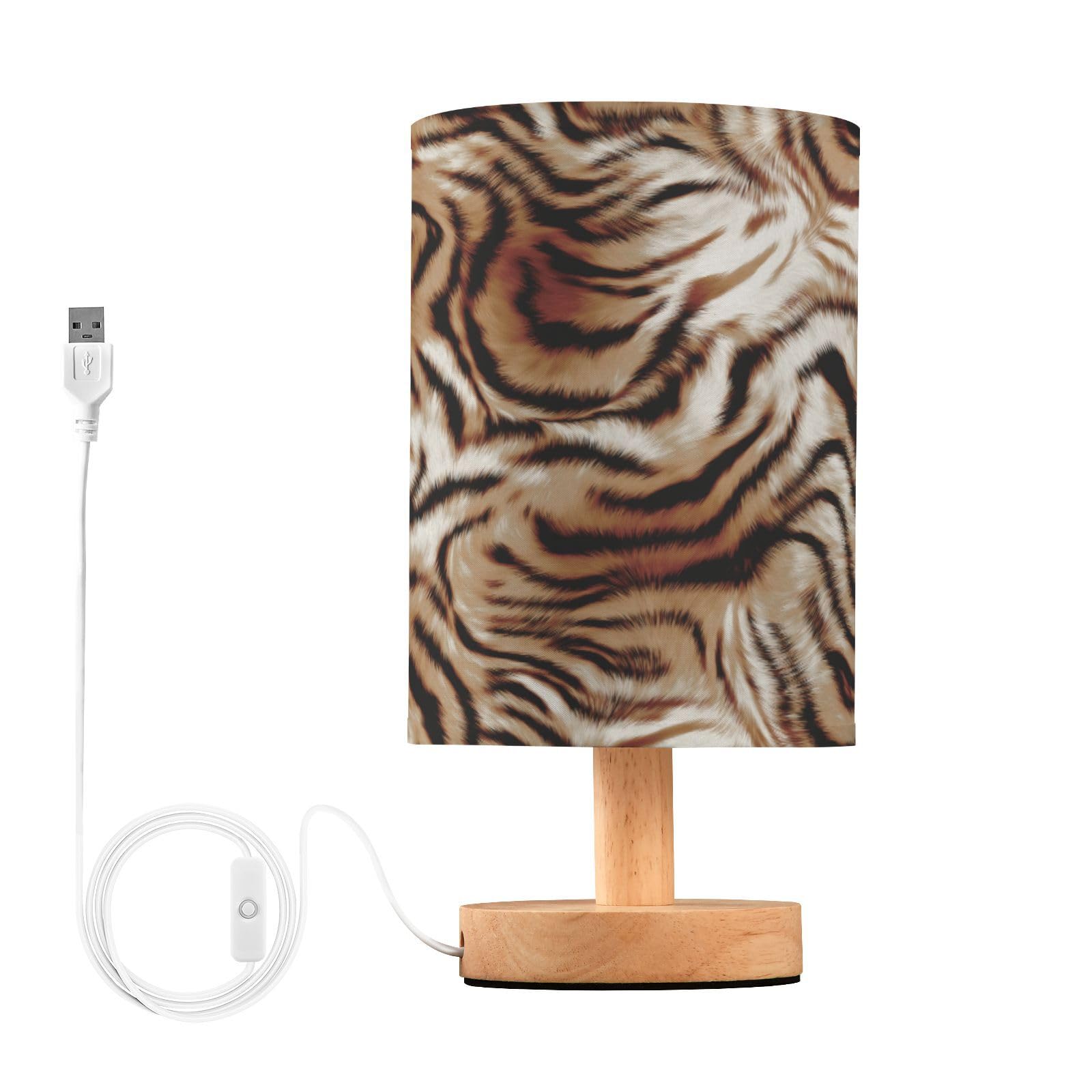 ALAZA Table Lamp with USB Port Bedside Lamp Leopard Zebra Tiger Animal Print Small Nightstand Lamp Desk Lamp for Bedroom Gifts O