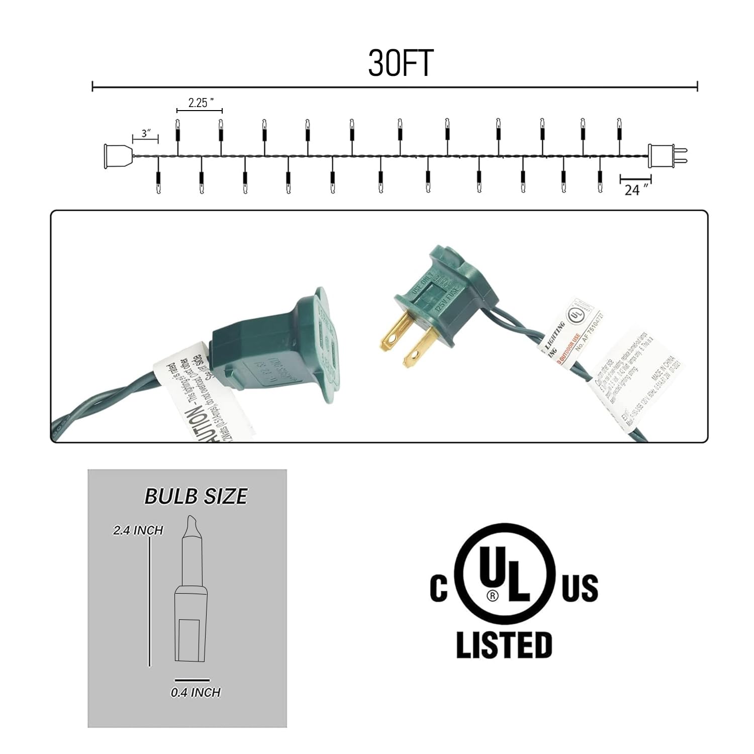 Dazzle Bright Christmas Mini String Lights, 66Ft 300 Incandescent Green Wire Fairy Lights Ul Certified Christmas Decorations For Indoor Outdoor Yard Party Xmas Tree Decor, Warm White