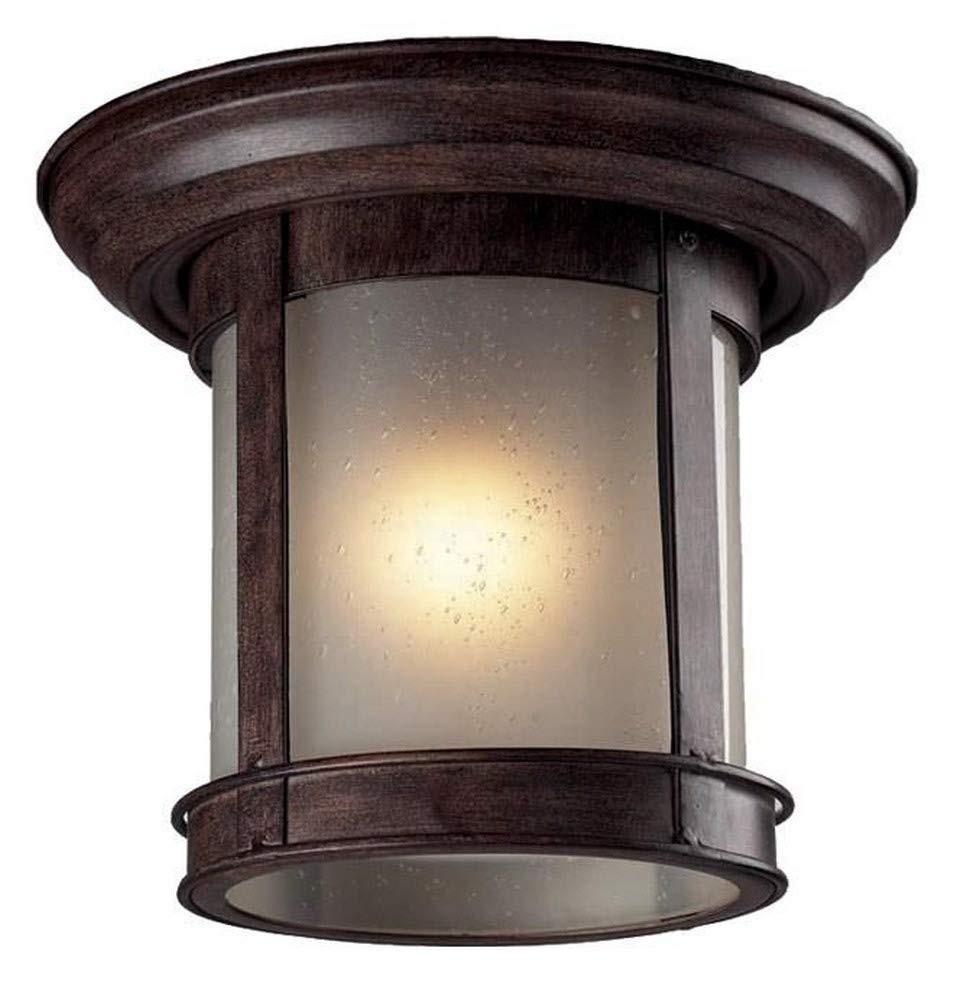 Z-Lite 514F-WB Outdoor Flush Mount Light, Aluminum Frame, Weathered Bronze Finish and Clear Shade of Glass Material