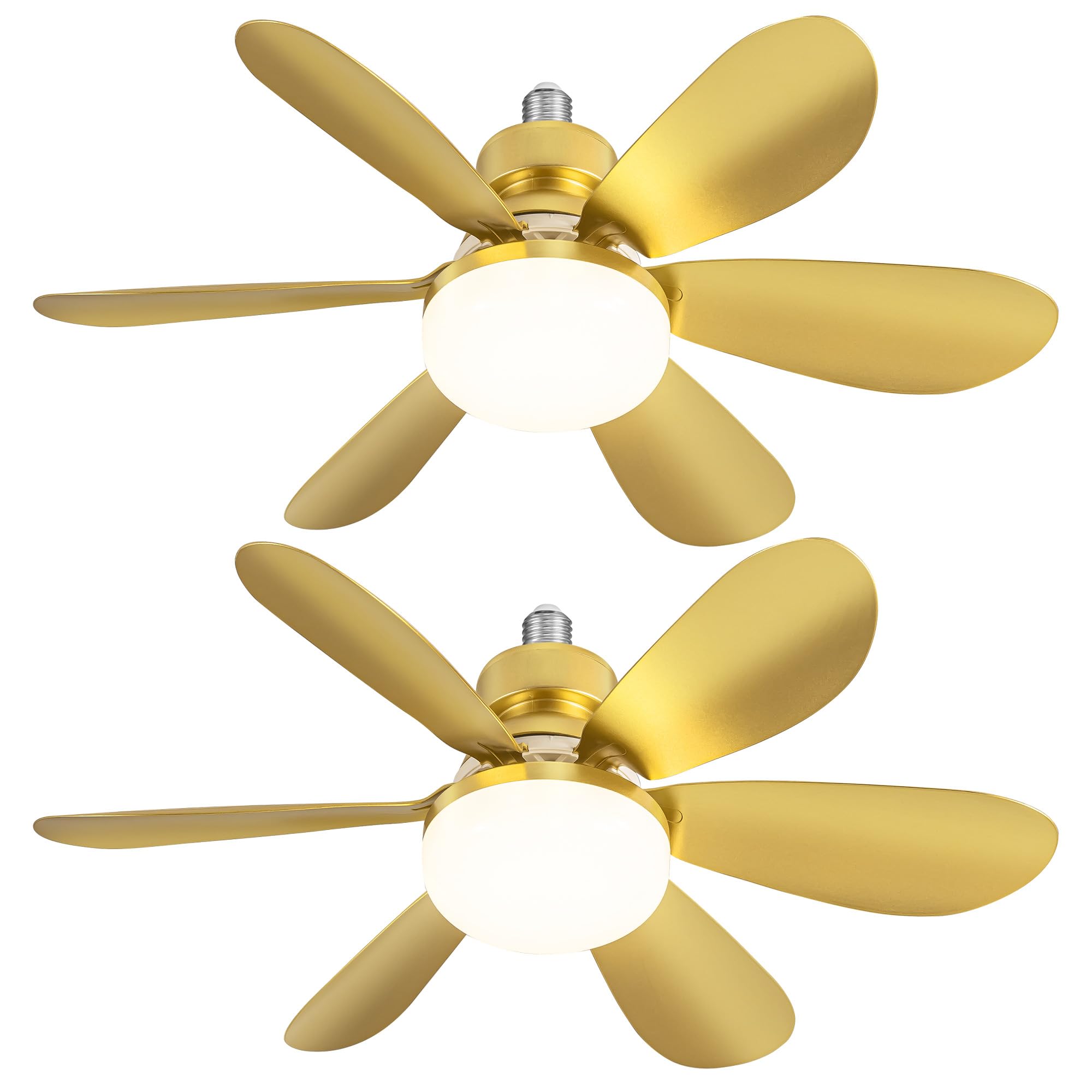 Pusu Ceiling Fans With Light Set Of 2, Low Profile Socket Fan Lamps With E26 Base, 3 Colors Dimmable Led Lighting For Bedroom, K