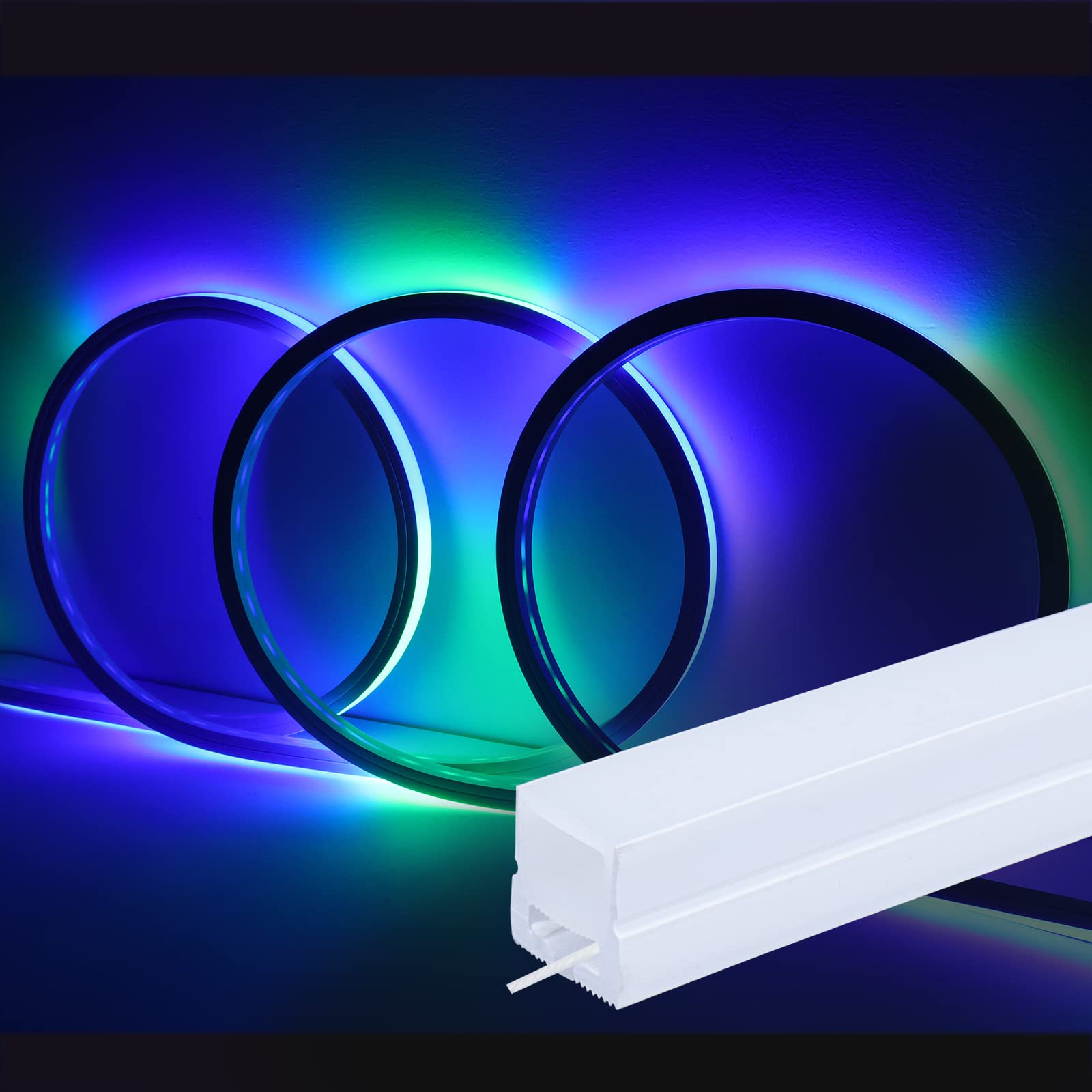 Muzata 2Pack 16.5Ft/5M Silicone Led Channel Ip67 Waterproof And Dustproof Flexible Bendable Spotless Diffuser Channel Fit Neon L