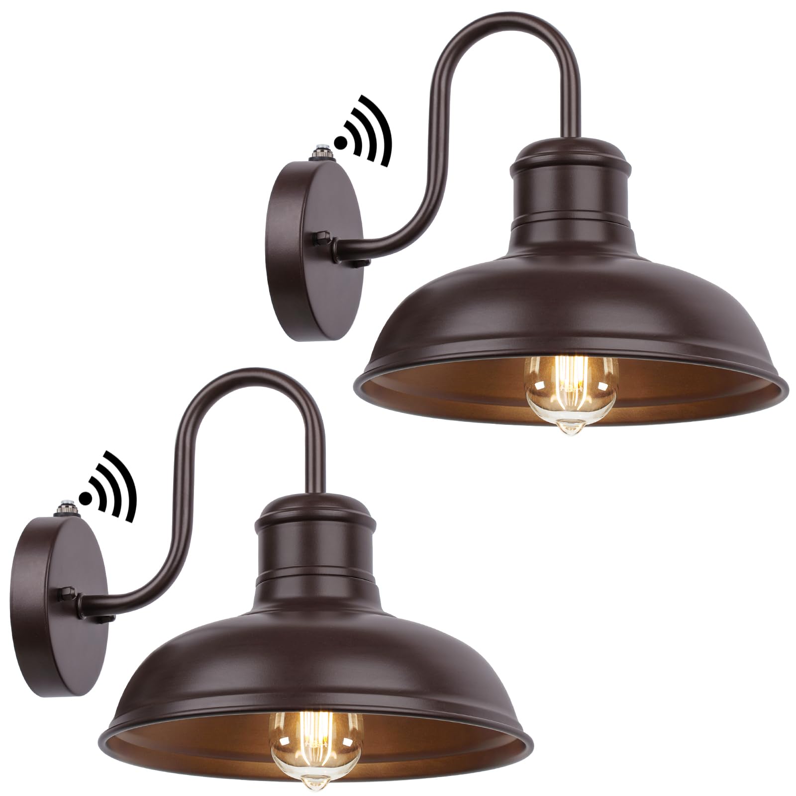 2-Pack Dusk to Dawn Outdoor Wall Sconces, Farmhouse Outside Lighting Gooseneck Barn Lights, Oil Rubbed Bronze Exterior Wall Ligh