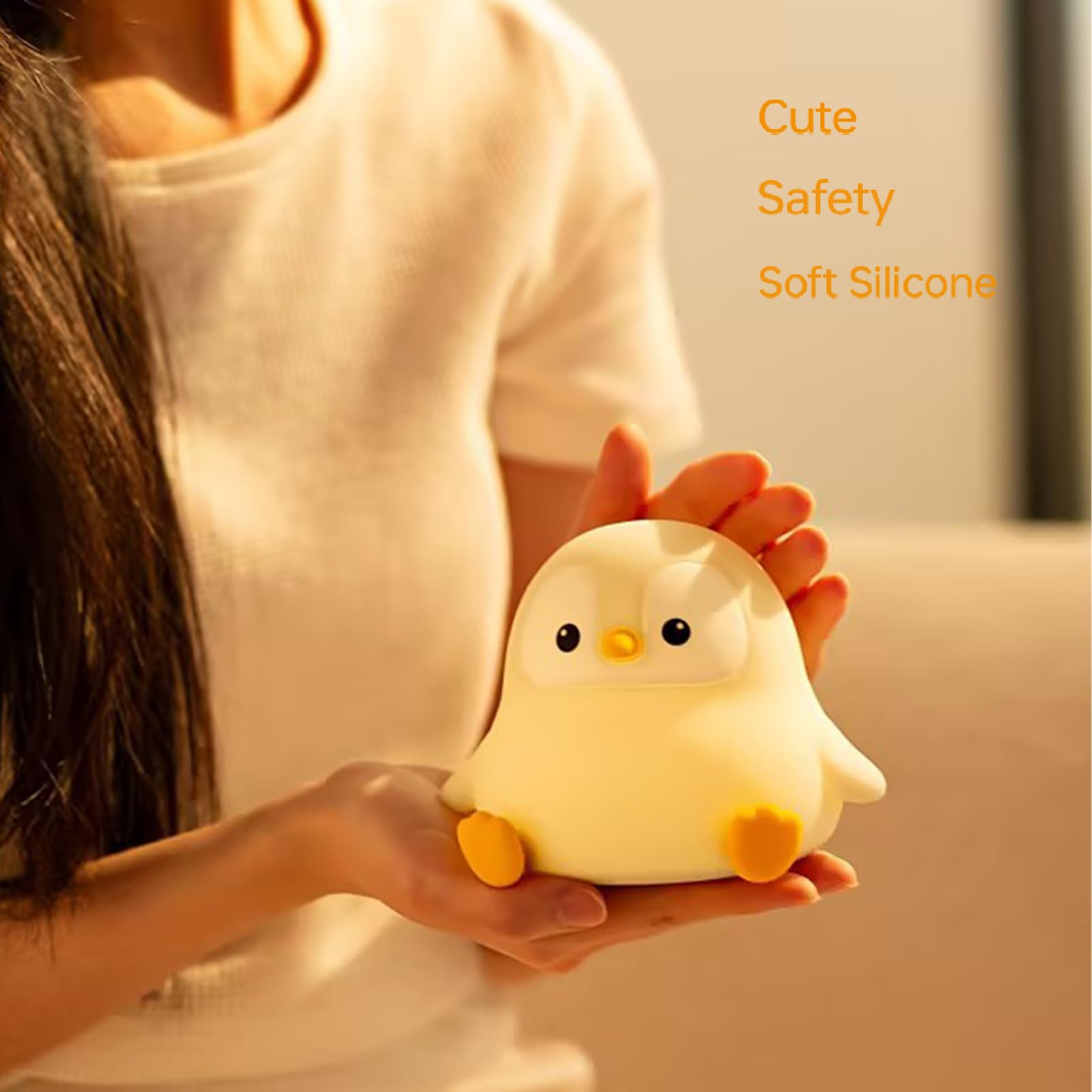 VoMii Penguin Night Light - Dimmable Silicone Lamp, 5" x 4" x 3.9", Cute Rechargeable Nursery Decor for Kids