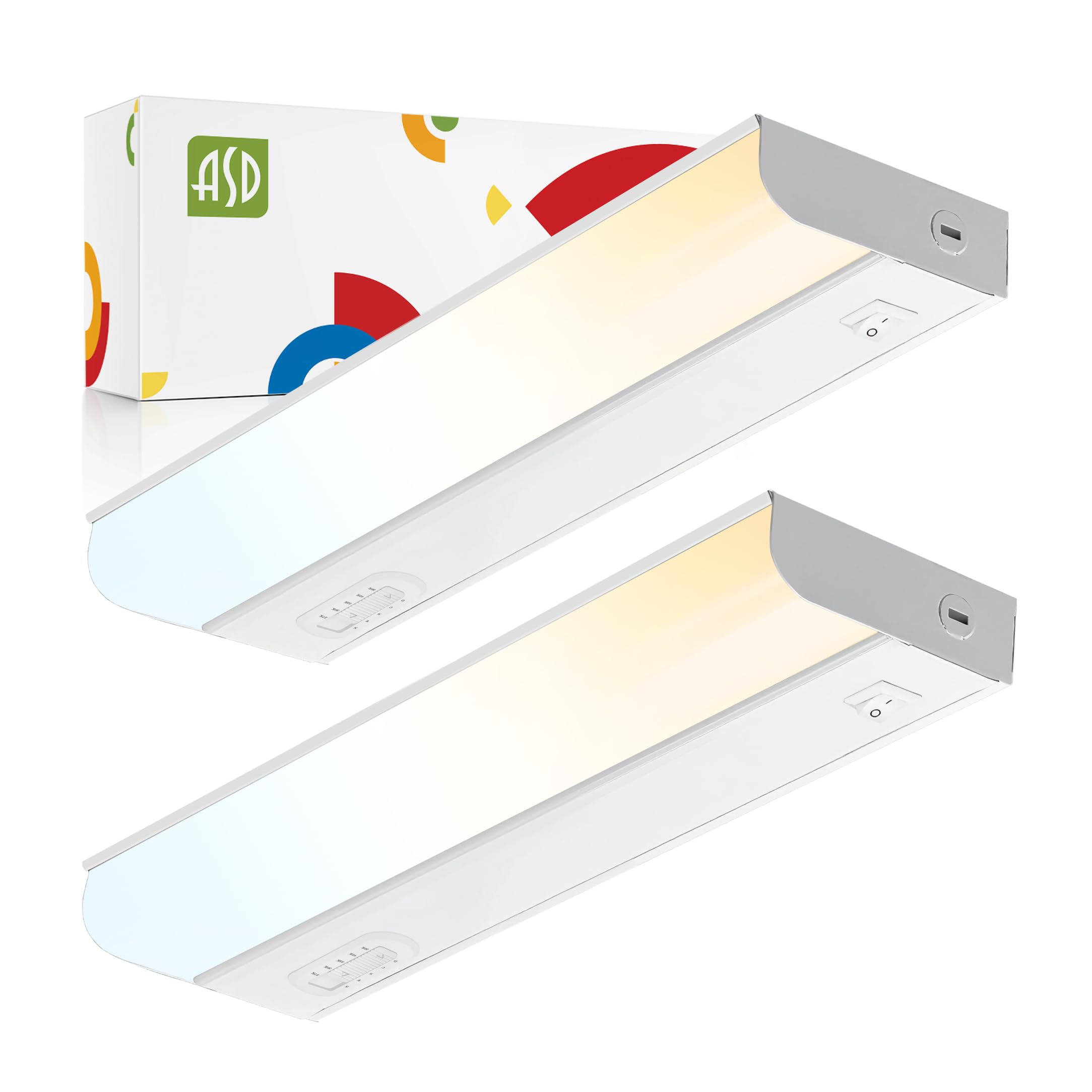 ASD 12 Inch LED Under Cabinet Lighting Hardwired, On/Off & Color Temp Switch, 5W 442LM, 5 CCT 2700K-5000K CRI90+, Dimmable Under
