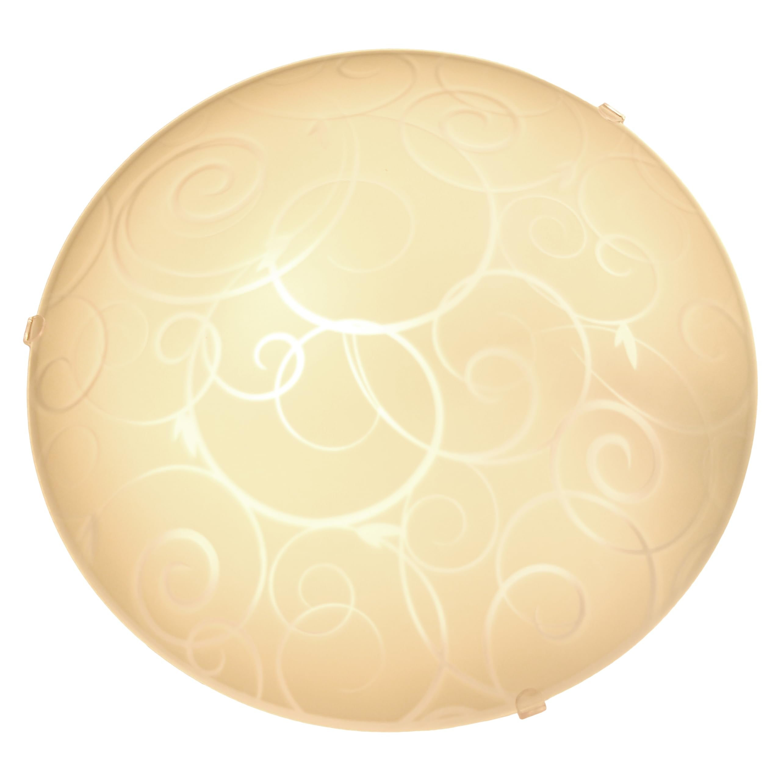 Simple Designs Fm3000-Wht Round Flushmount Ceiling Light, White Glass, 1 Count, Scroll Swirl Design