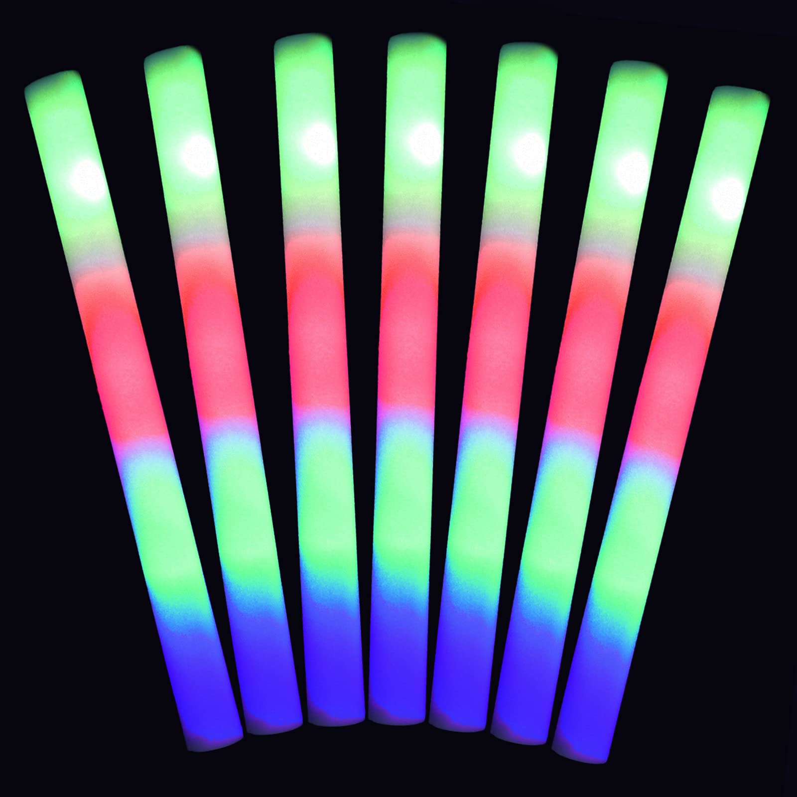 Mr Party King 100 Led Party Foam Light Sticks Batons Wand For Wedding, Parties, Birthdays, Guests, Party, Dj, Concerts, Festivals, Events, Promotions Bulk Party Favors 3 Color Lighting Modes Batteries