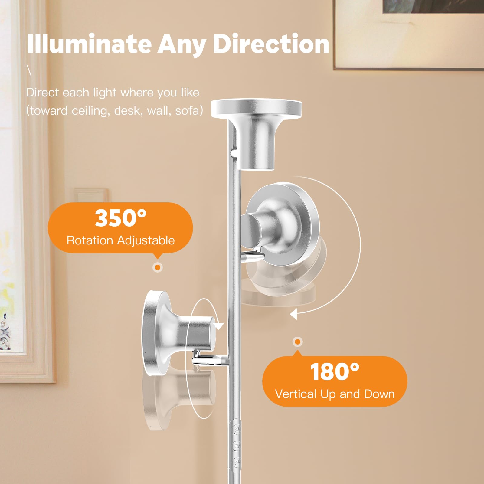 SIBRILLE 36W LED Tree Floor Lamp, Dimmable with Remote & Touch Control, 4 Color Temperatures, Silver, Model FLH-036-F1