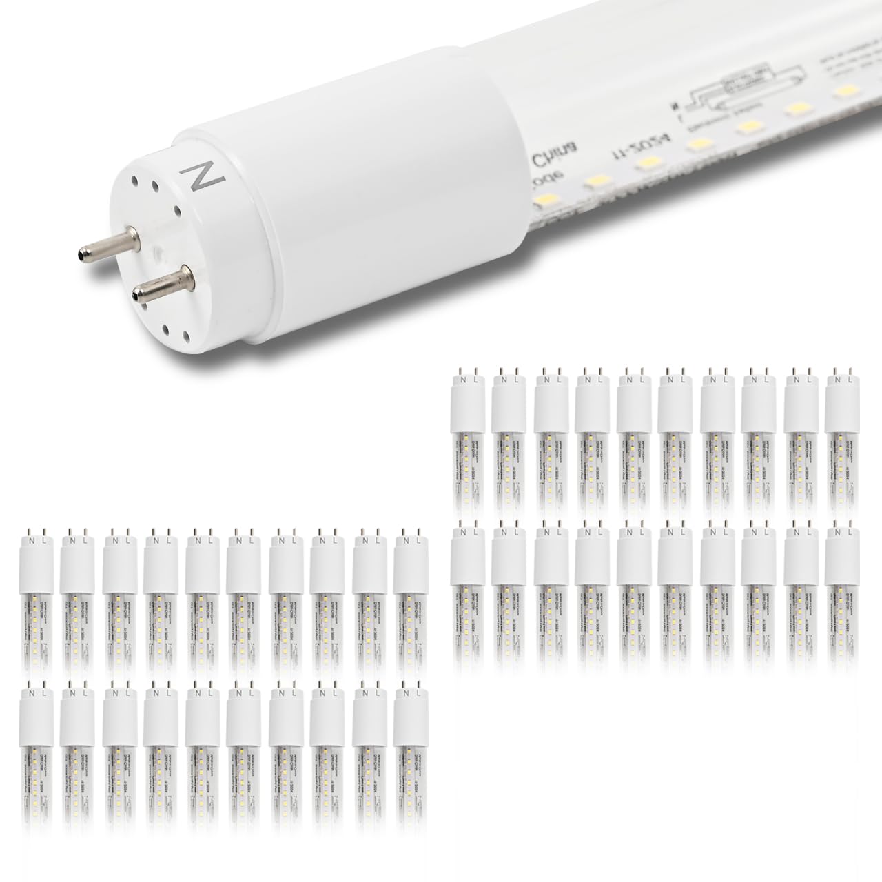 MKUJOO 40 Pack 4FT LED T8 Type A+B Tube Lights  24W  5000K  Single or Double End Powered  Plug and Play or Ballast Bypass  4 Foot T10 T12 Fluorescent Bulbs Replacement  Clear Cover