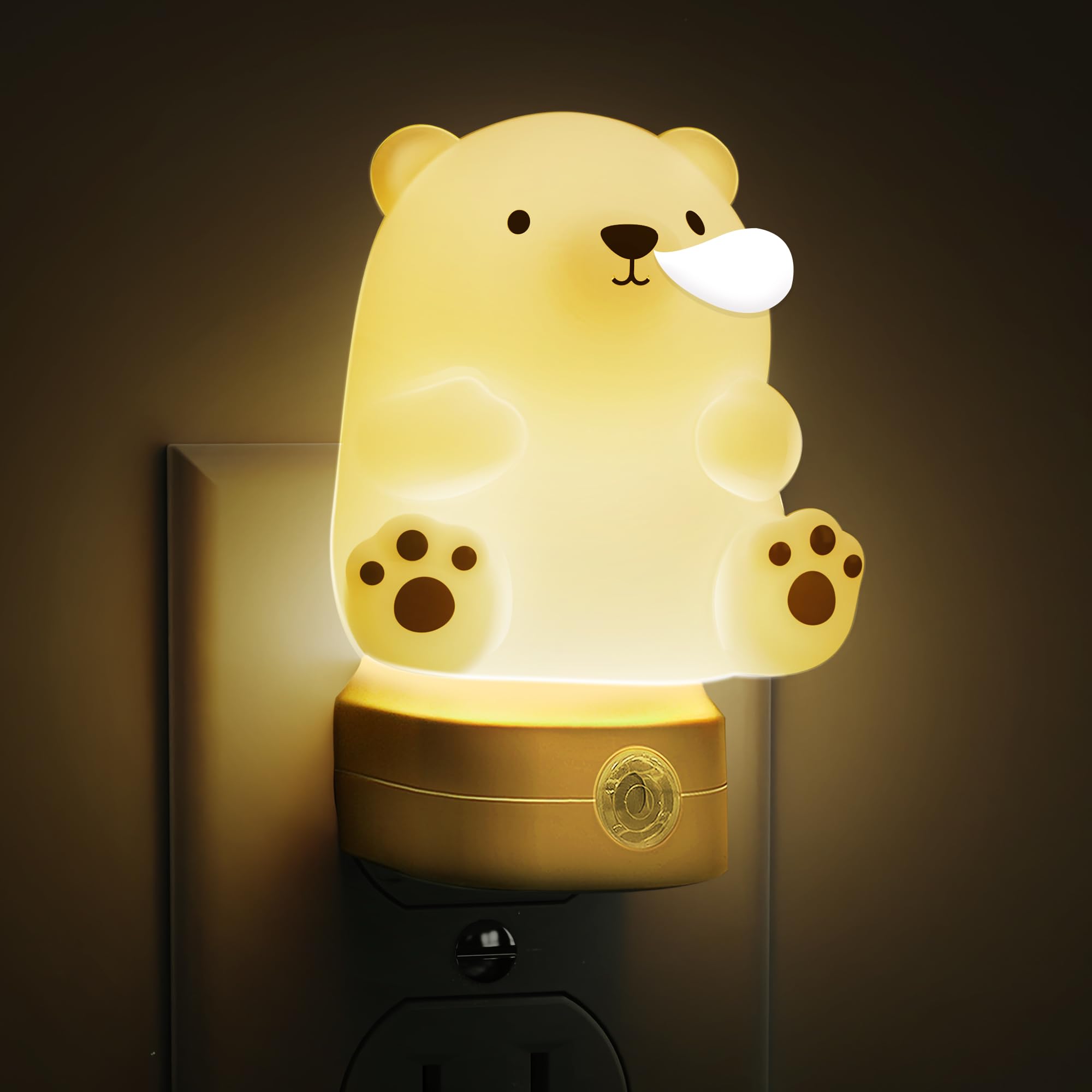 L LOHAS LED Night Light for Kids, 3D Cute Bear Night Light Plug in, Dusk to Dawn Nursery Night Lights, RGB+Soft White 3000K, 3 L