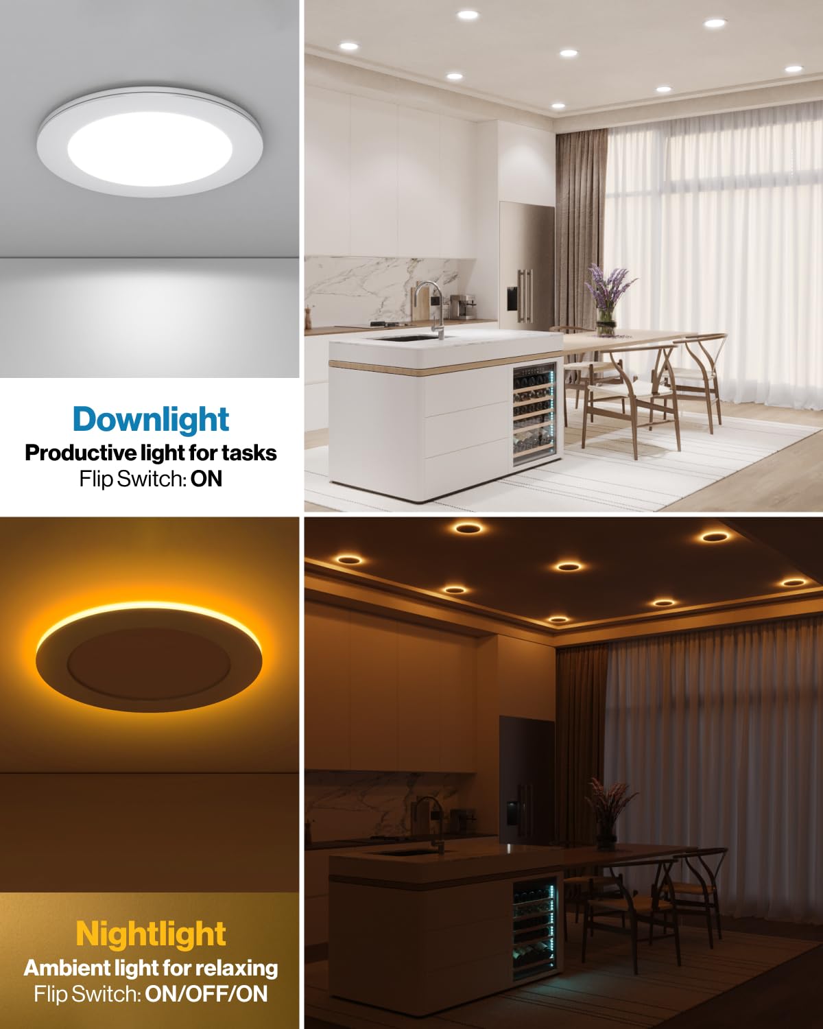 Sunco 12 Pack 4 Inch Ultra Thin Led Recessed Ceiling Lights Slim With Night Light, 900 Lm, Selectable Cct 2700K/3000K/3500K/4000K/5000K, Dimmable, 11W, Canless With Junction Box