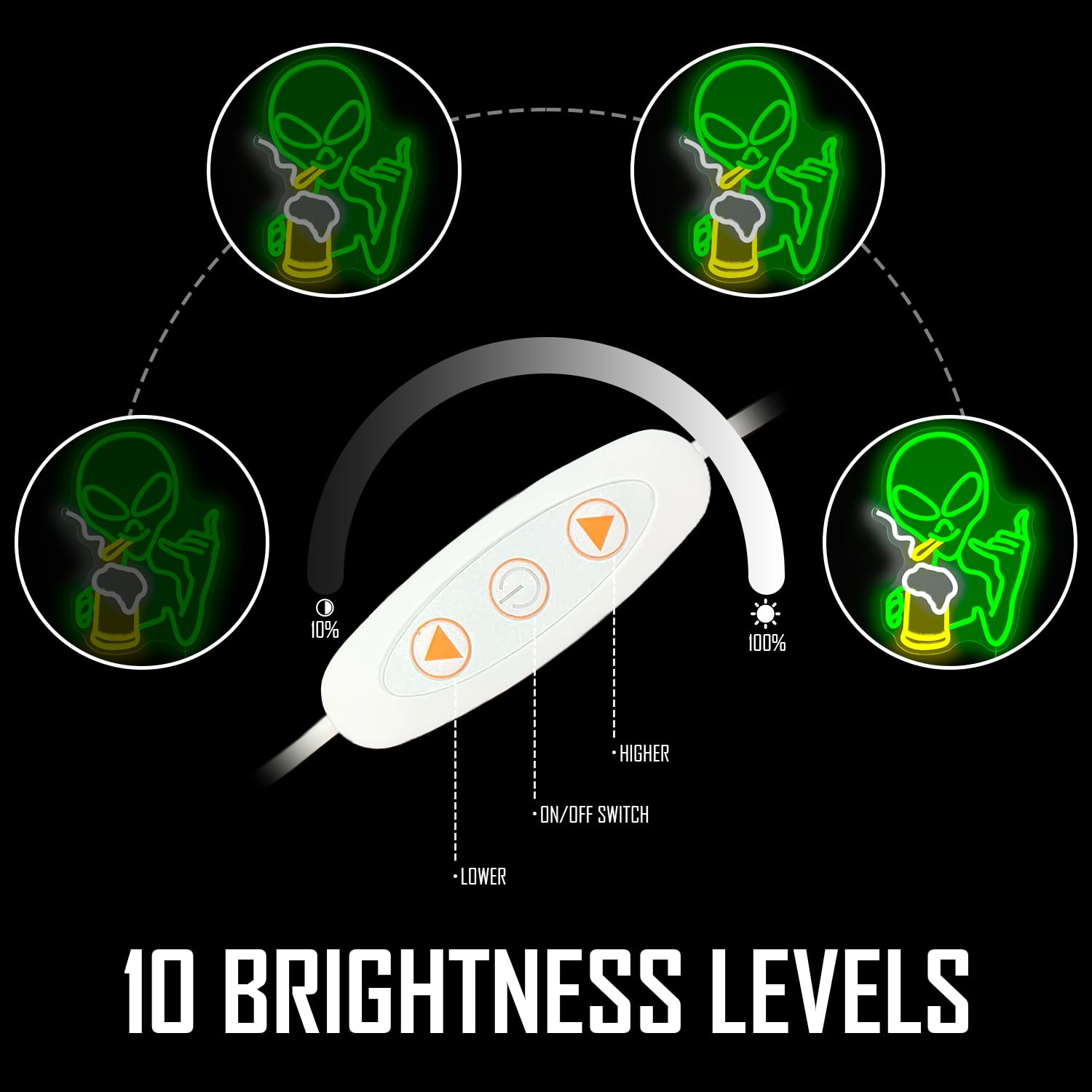 Green Alien Neon Sign For Wall Decor Dimmable Alien Beer Bar Neon Sign For Man Cave Neon Light Signs Led Neon Signs For Bedroom Light Up Sign For Hip Hop Party Game Room Beer Bar Pub Gift