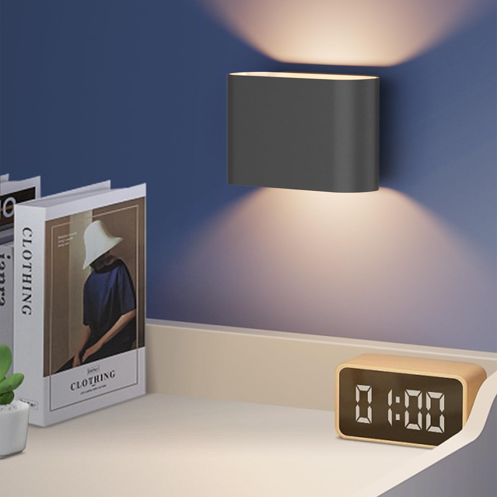 Aipsun Black LED Wall Sconce, Modern Hardwired Indoor Light, Up and Down Mount, 1 Pack, G9 Bulbs, 3000K Warm White, Model HW620