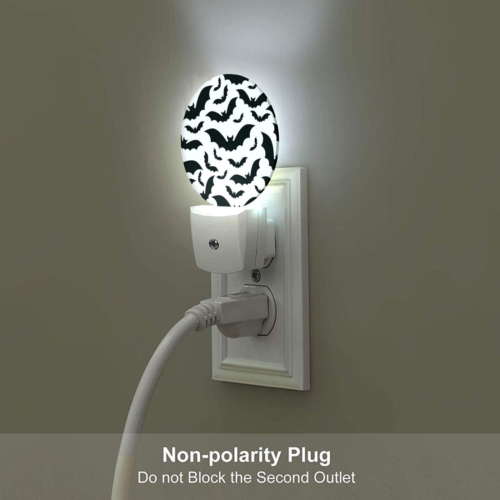 Axayaz LED Night Light - Black Bats, Auto Sensor, Round Lamp, Standard Size, Model NIGHTLIGHT-A01