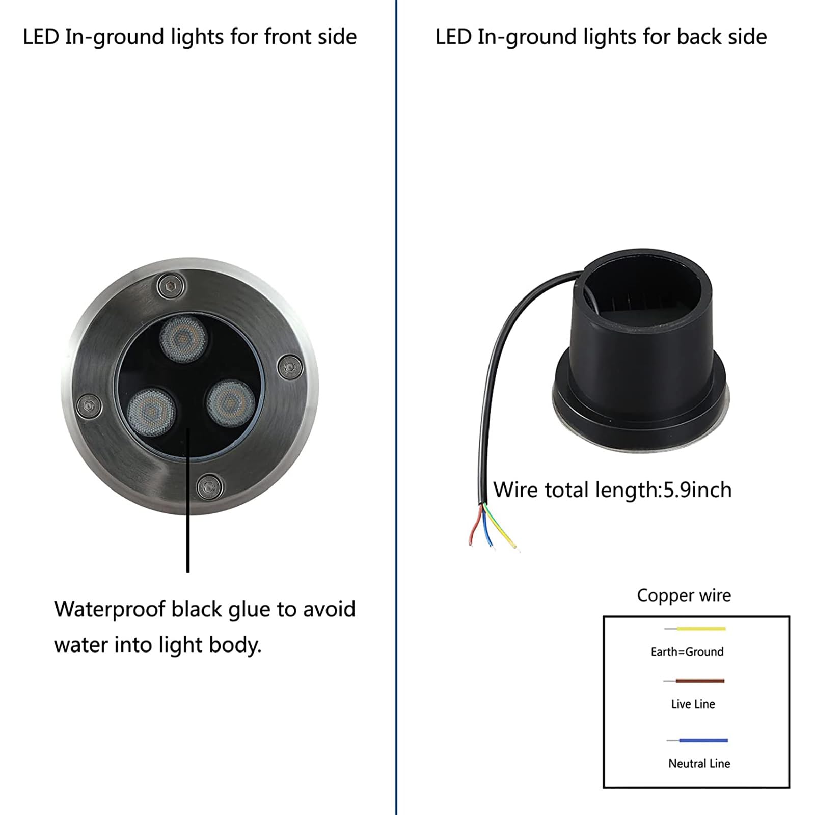 Gocuces Well Lights Landscape Led In Ground,4 Inch 3W,Line Voltage 110V 120V,Outdoor Landscaping Lights Wired,White 6500K,Waterproof Ip67,For Pathway,Yard,Deck,Garden,Pack Of 4