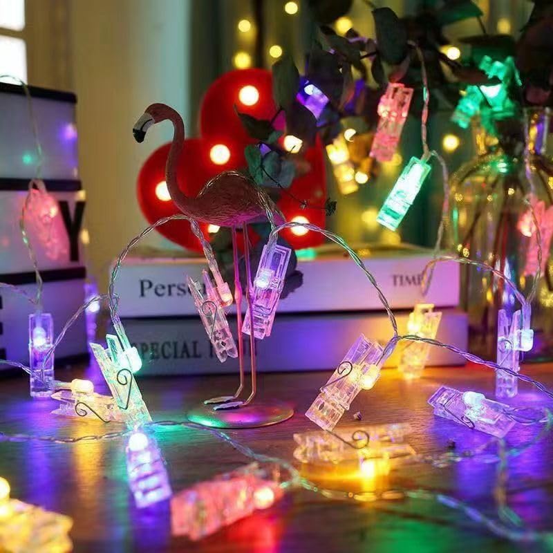 Magnoloran 30 LED Photo Clip String Lights - Battery Operated Twinkle Lights for Home Decor - 10ft, Multicolor, Model PC020-CO-FBA-1