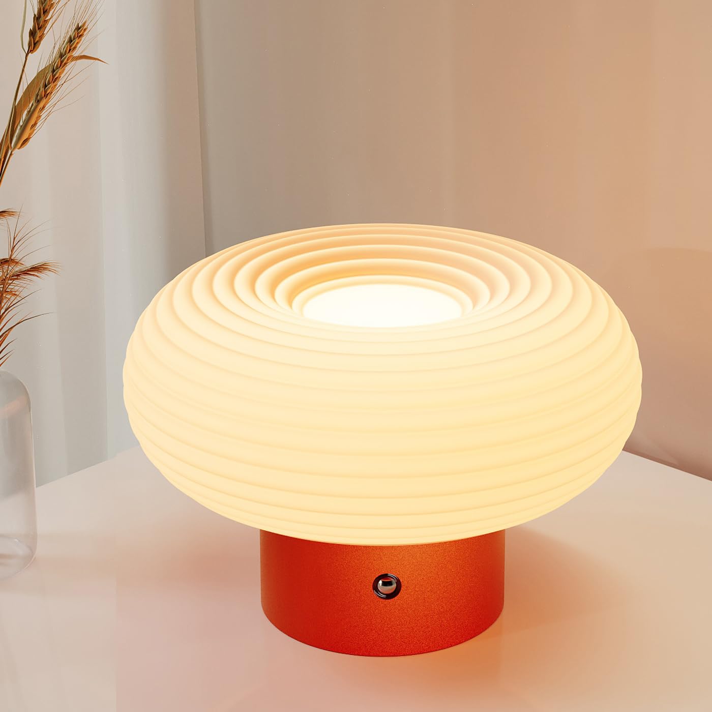 FANHAO Touch Bedside Table Lamp, Portable 4000mAh Cordless Rechargeable Mushroom Lamp for Bedroom Living Room Nightstand, 3-Colo