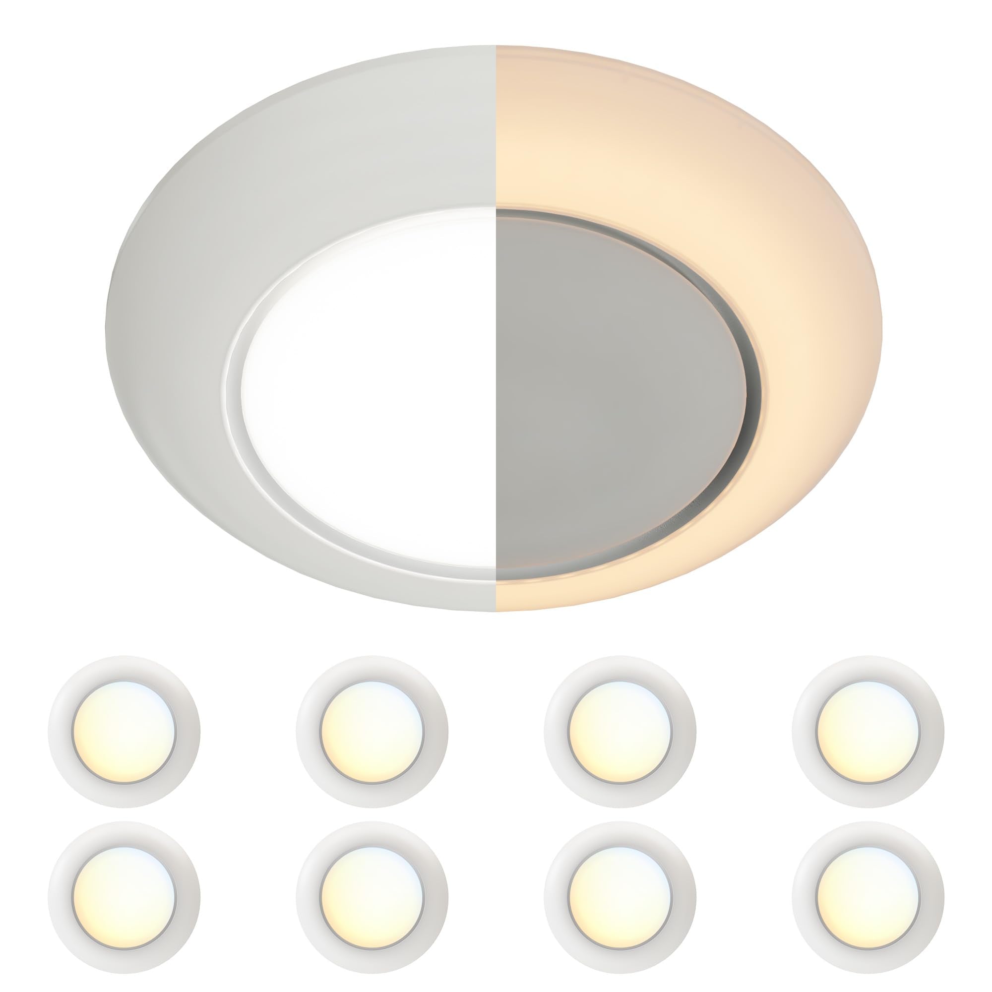 JULLISON 6 Inch LED Low Profile Disk Light with Night Light, 120VAC, 15W, 5CCT Color Changing, 1000LM, Dimmable, ETL, Shower Wet