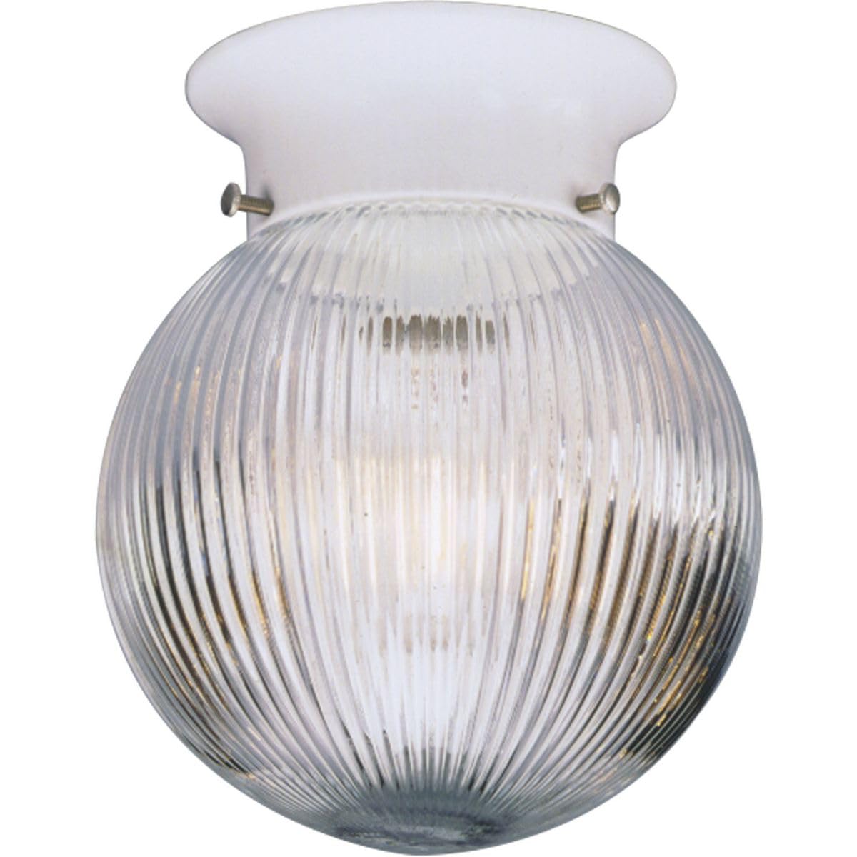 Progress Lighting P3599-30 Clear Ribbed Glass Globe K.O For Switch, White 6-Inch Diameter X 7-1/4-Inch Height