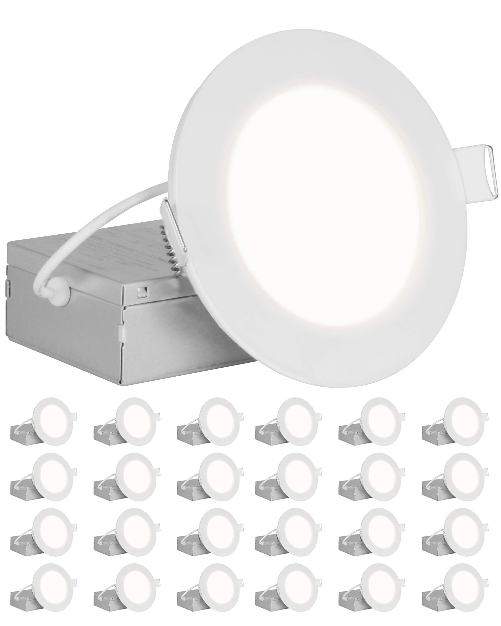 NICOR Lighting REL Series 4-inch Round White Canless LED Downlight in 4000K (24 Pack) (REL411204KRDWH-24PK)