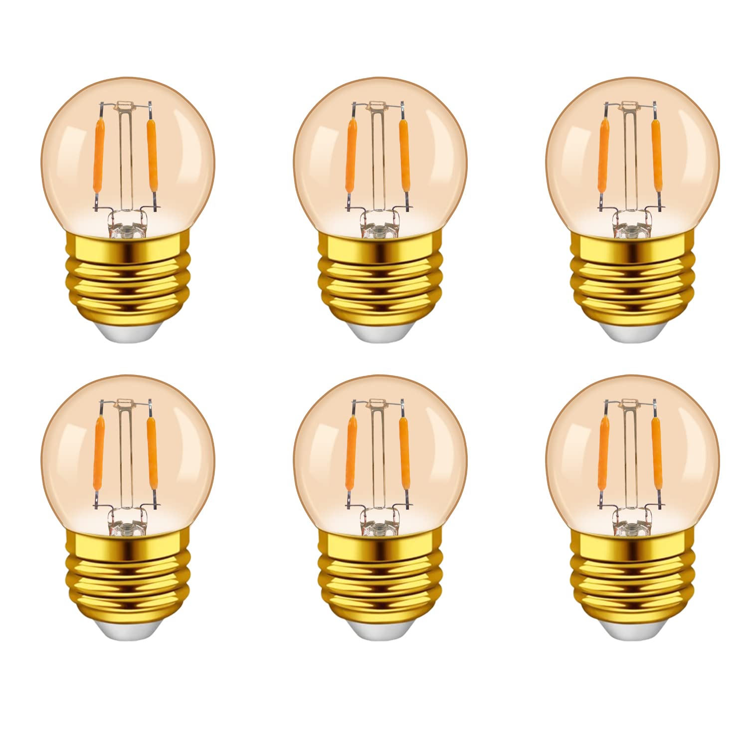 G40 E26 1W Low Wattage Led Bulbs Vintage Small Globe Filament Nightlight 10 Watt Edison Style Amber Bulb, 2200K Warm White Non D