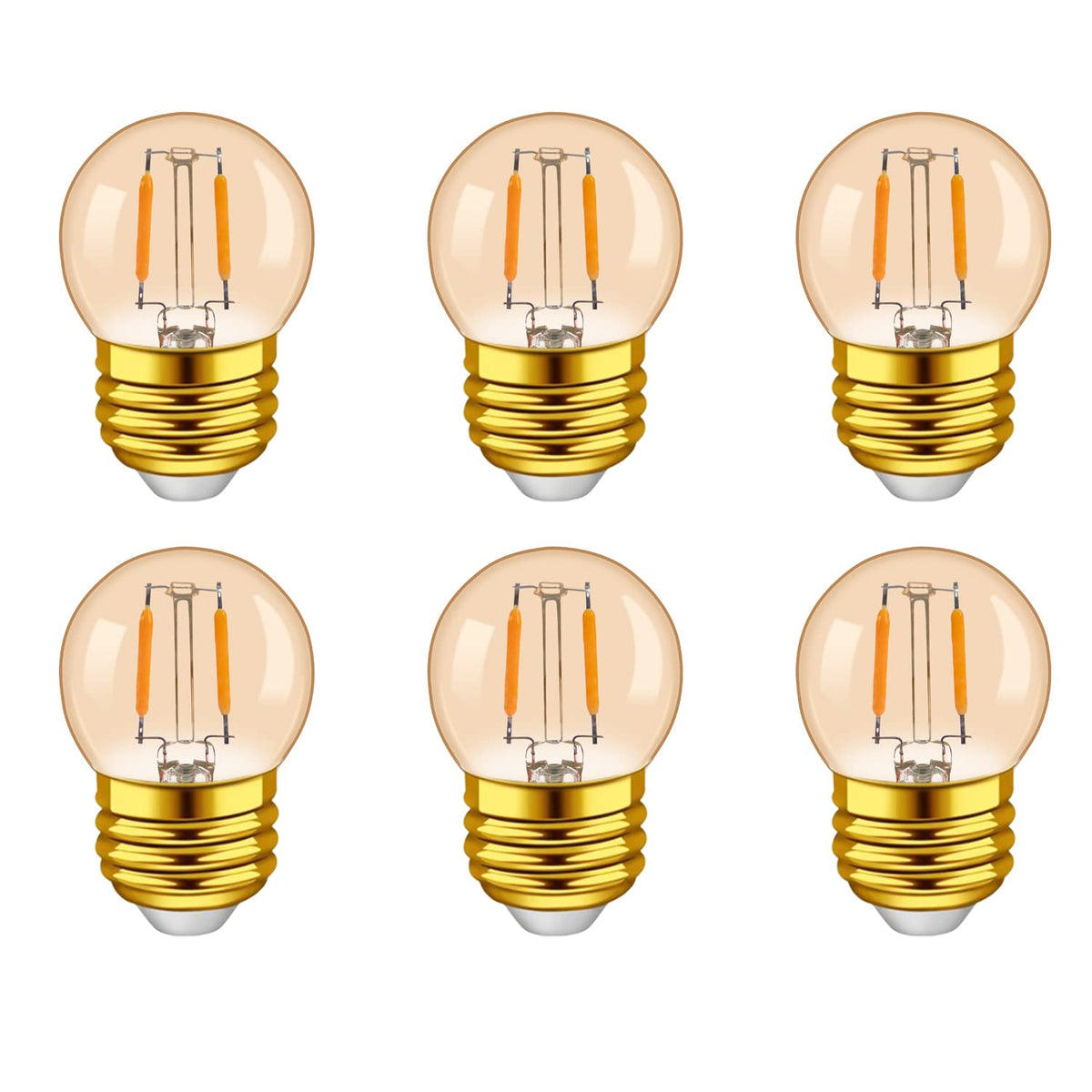 G40 E26 1W Low Wattage Led Bulbs Vintage Small Globe Filament Nightlight 10 Watt Edison Style Amber Bulb, 2200K Warm White Non D