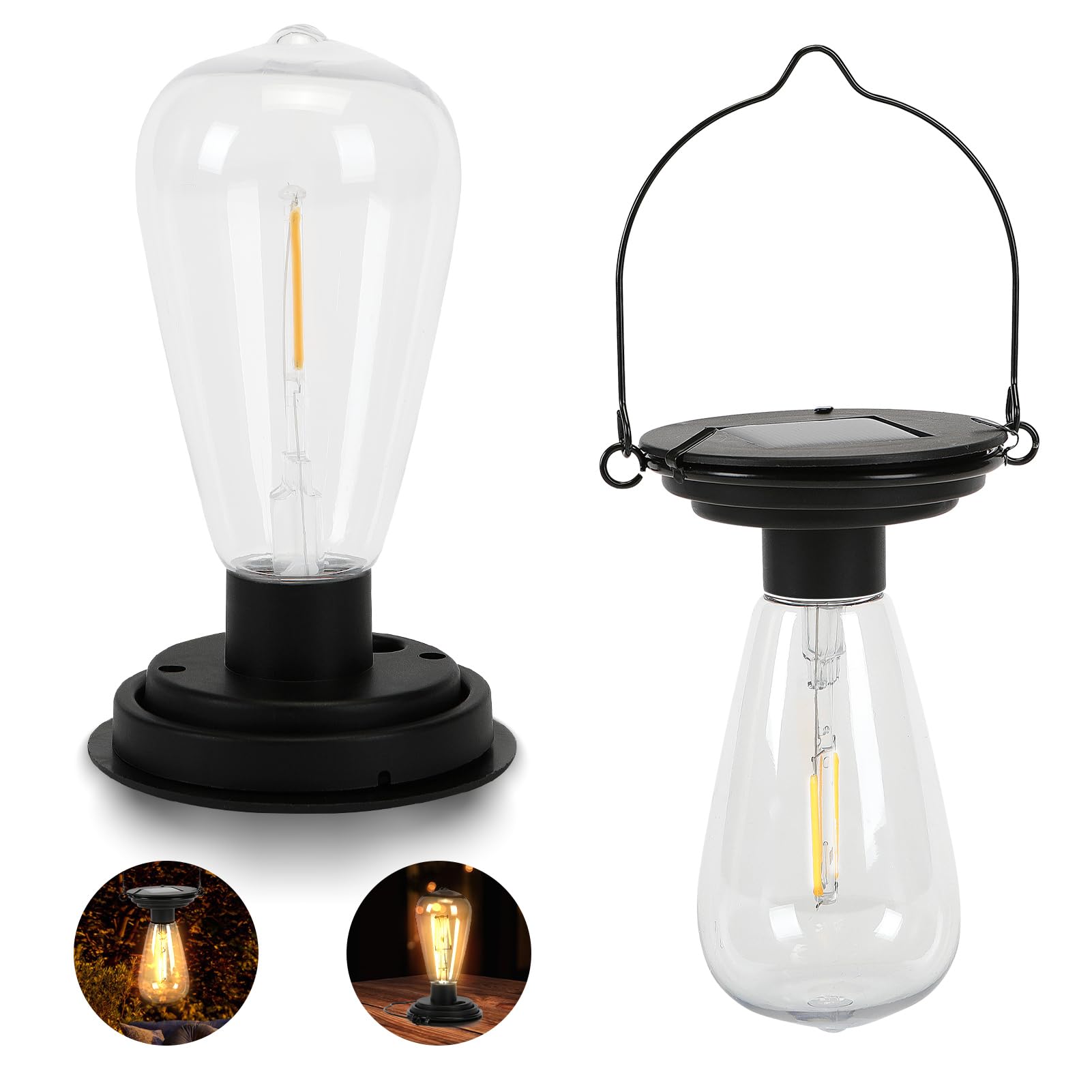 Replacement Solar Light Tops-Solar Light Bulbs For Outside-Solar Lanterns Outdoor Waterproof 2 Pack,One Thing, Three Uses, Multifunctional Size Conversion Or Personalized Hanging